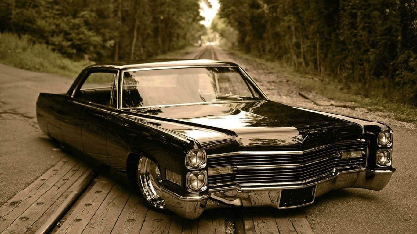glossy black, chrome details, wooden plank, HD Desktop Wallpaper