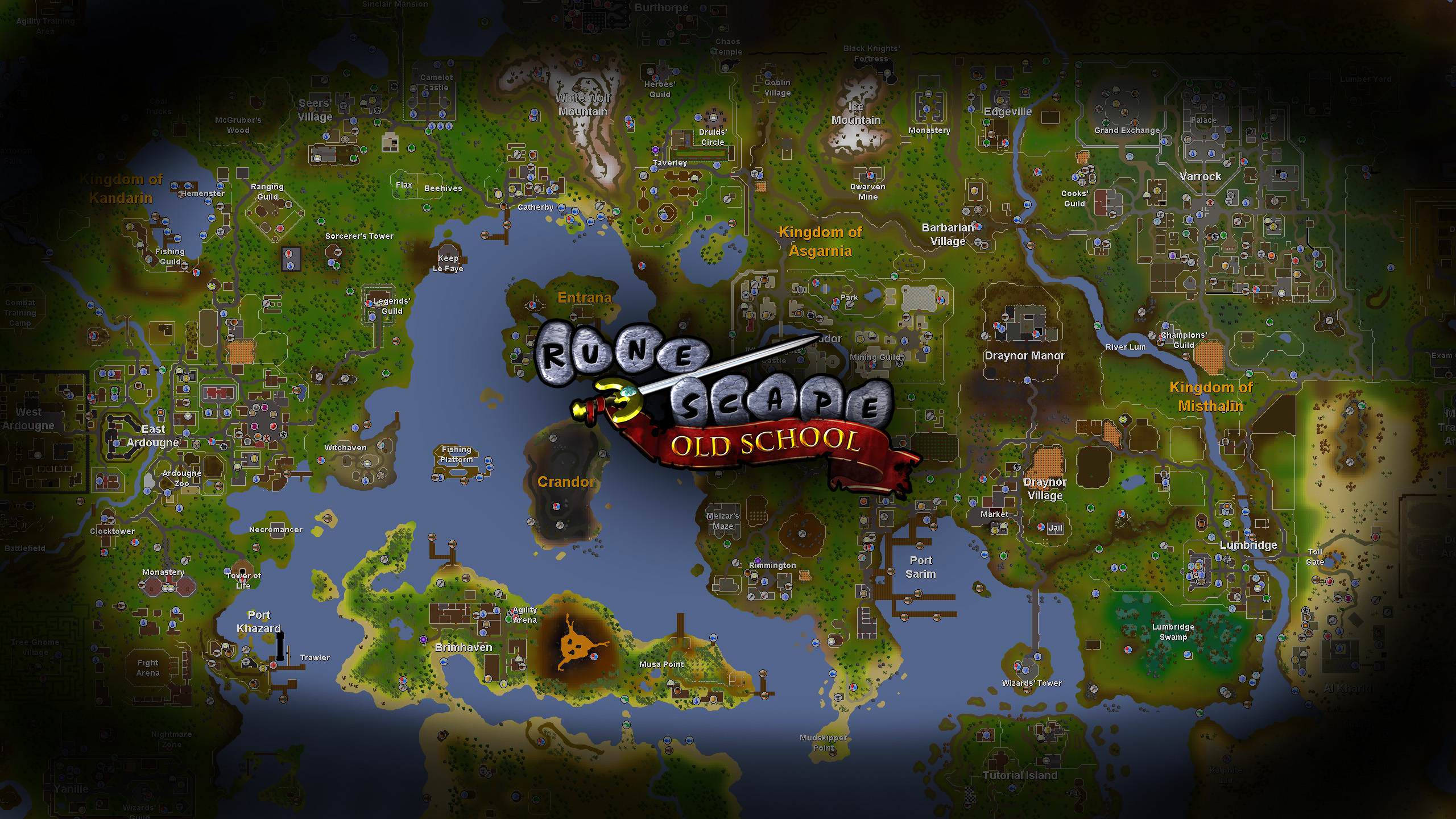 Old School Runescape, RuneScape Old School, glowing landmarks, 2K Desktop Wallpaper
