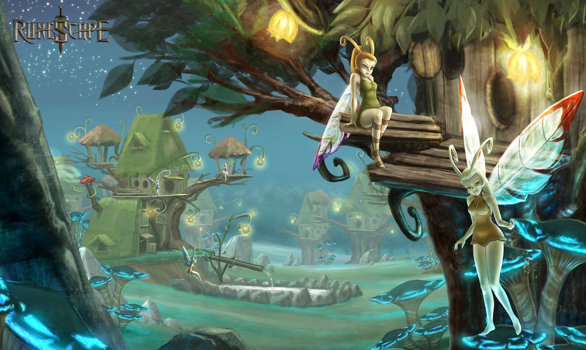Old School Runescape, fairies, glowing wings, Full HD Desktop Wallpaper