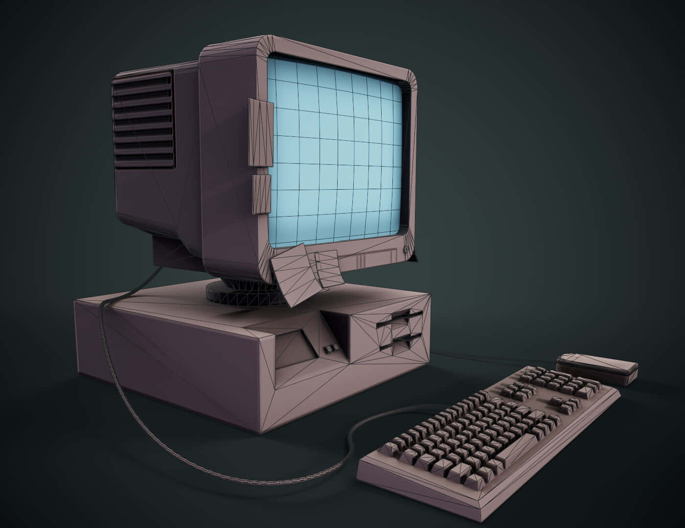 old PC, vintage beige computer, grid screen, HD Desktop Wallpaper
