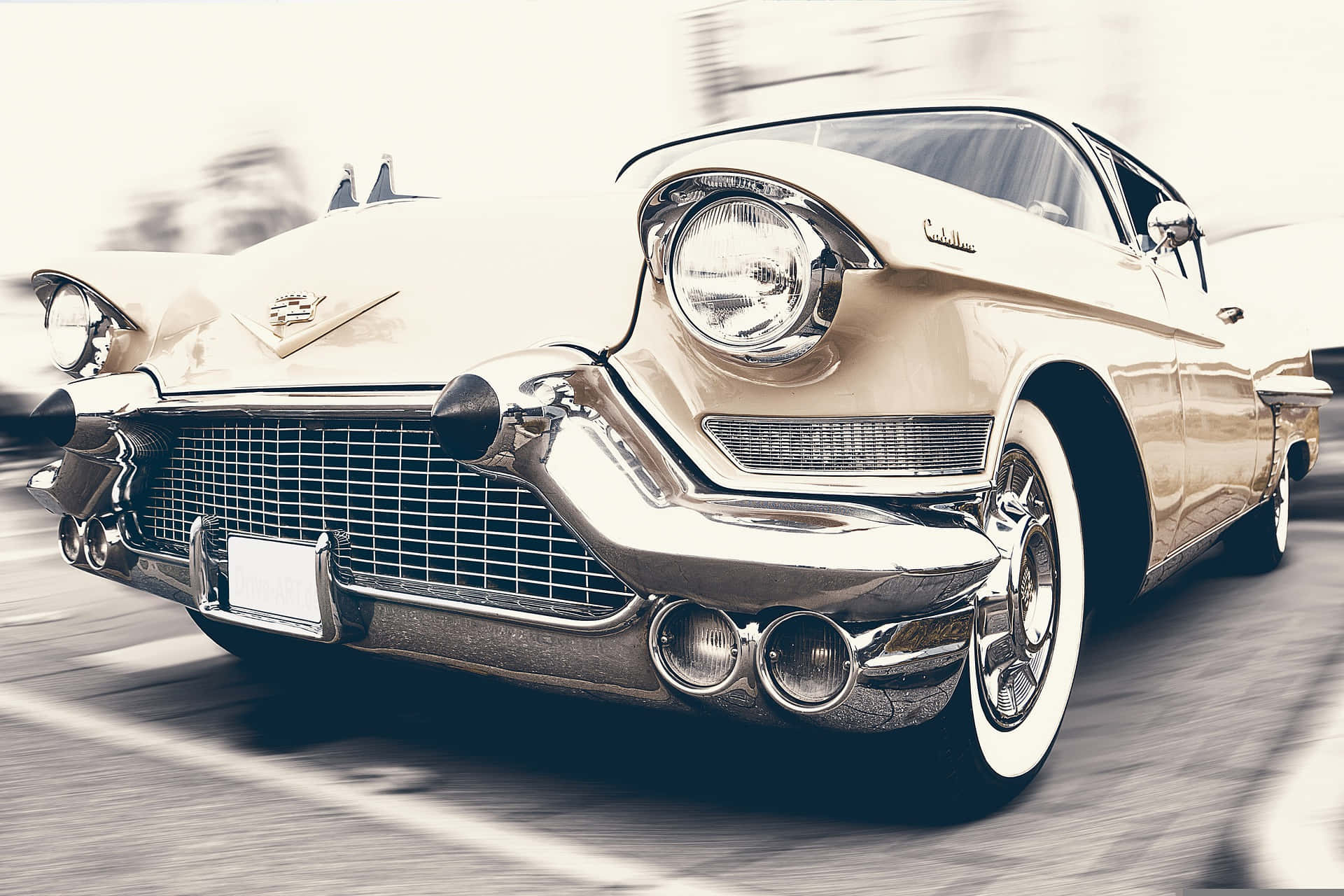 vintage cadillac, cream, chrome accents, Full HD Desktop Wallpaper