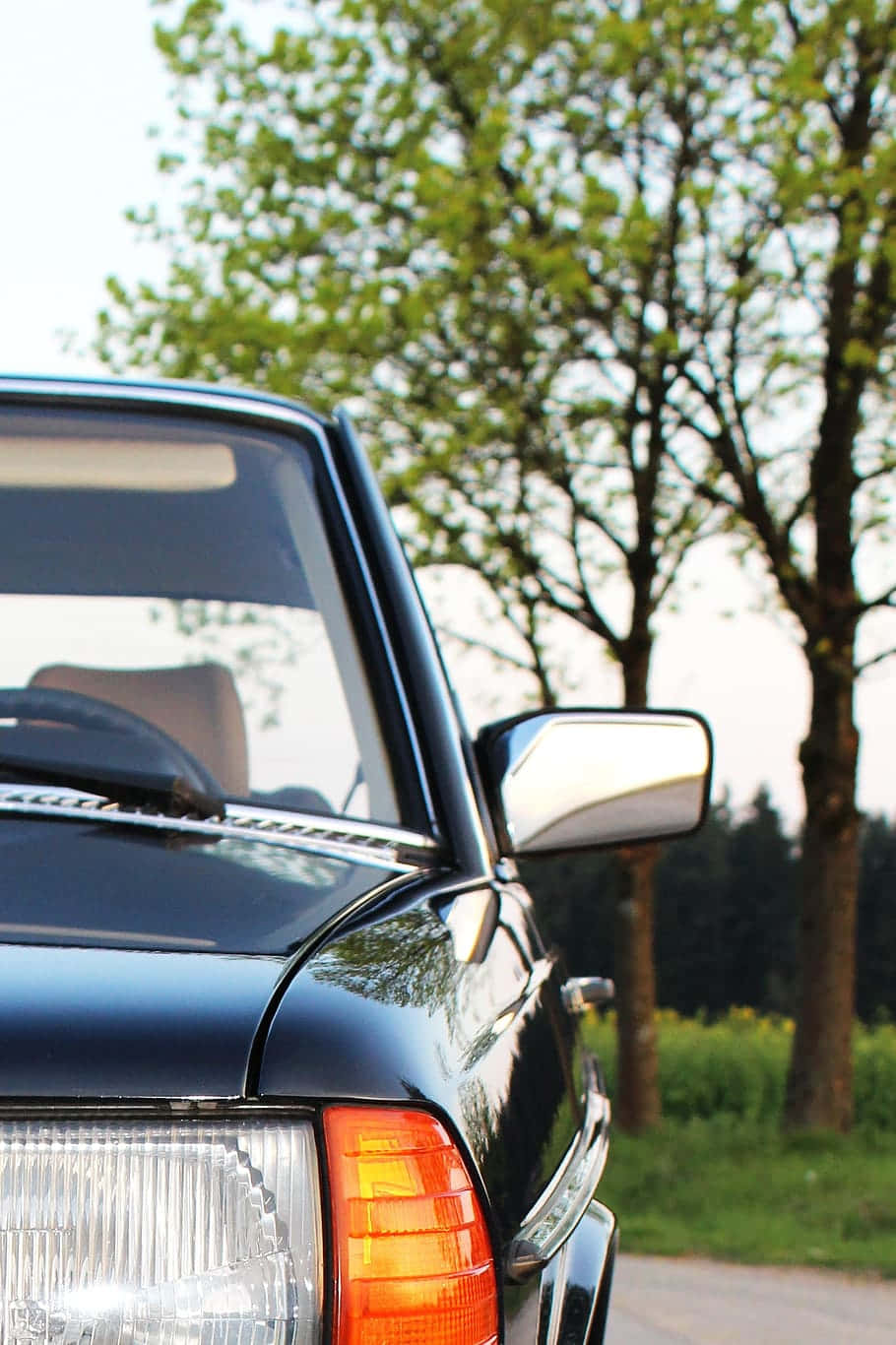 vintage car, black, headlight, HD Phone Wallpaper