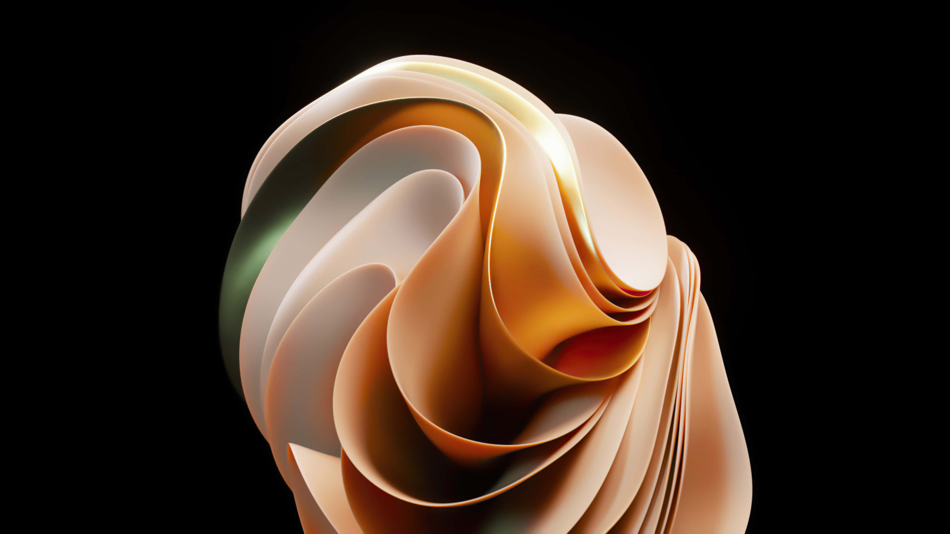 OLED 4K HDR, golden abstract sculpture, cream and amber curves, 4K Desktop Wallpaper