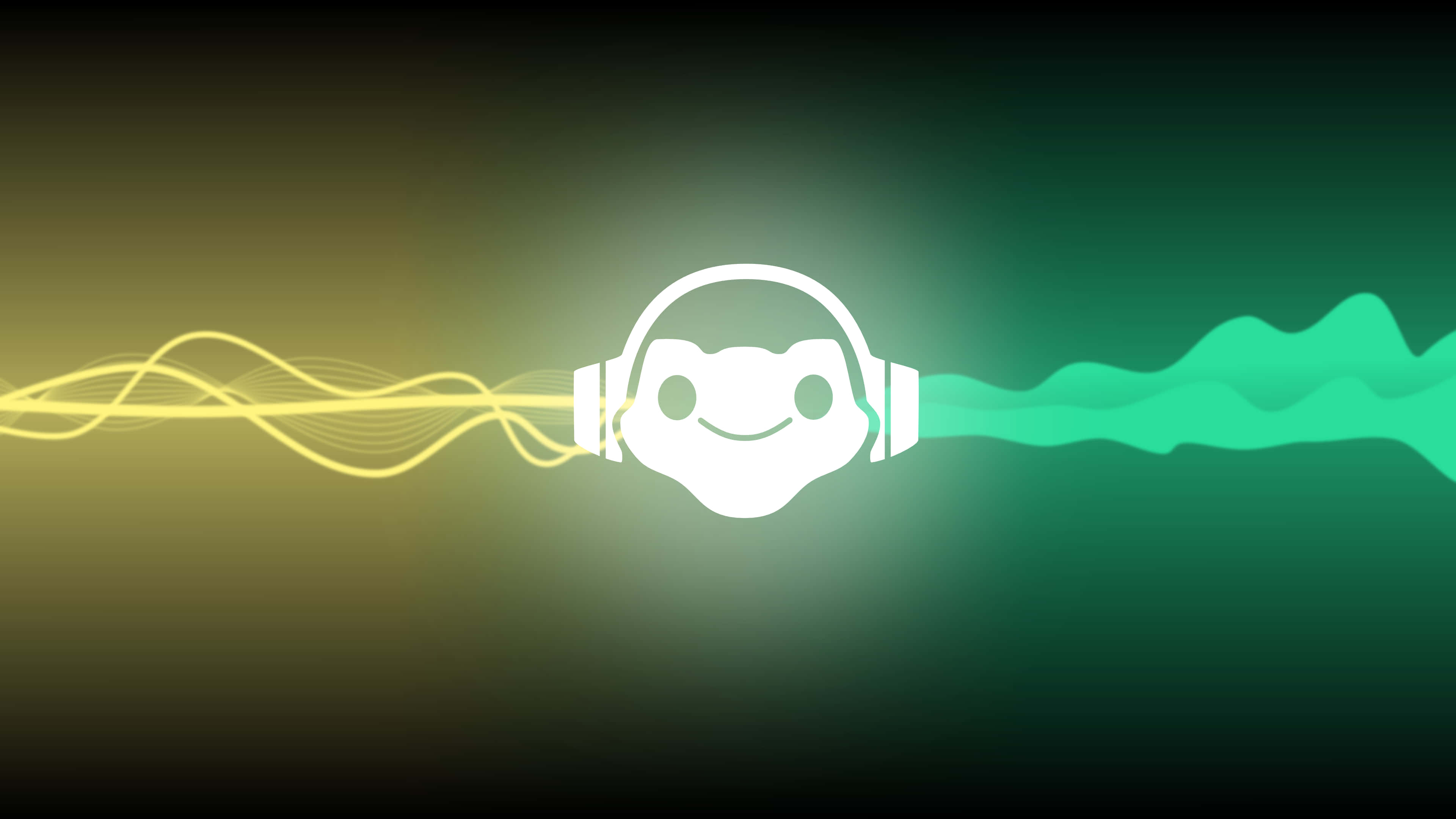 OLED 4K HDR, glowing white cartoon monkey, headphones, 4K Desktop Wallpaper
