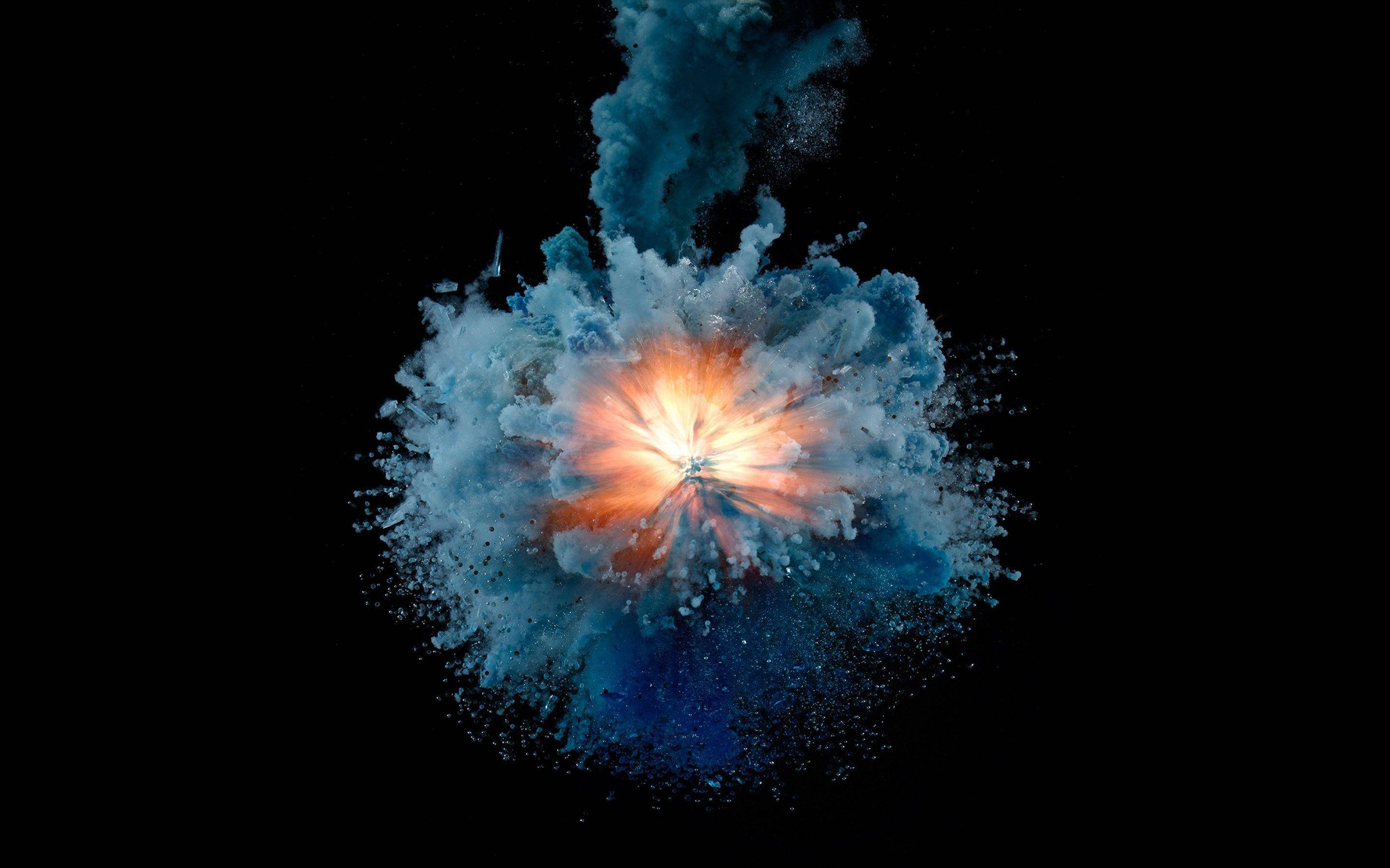 OLED 4K, blue, orange, 2K Desktop Wallpaper