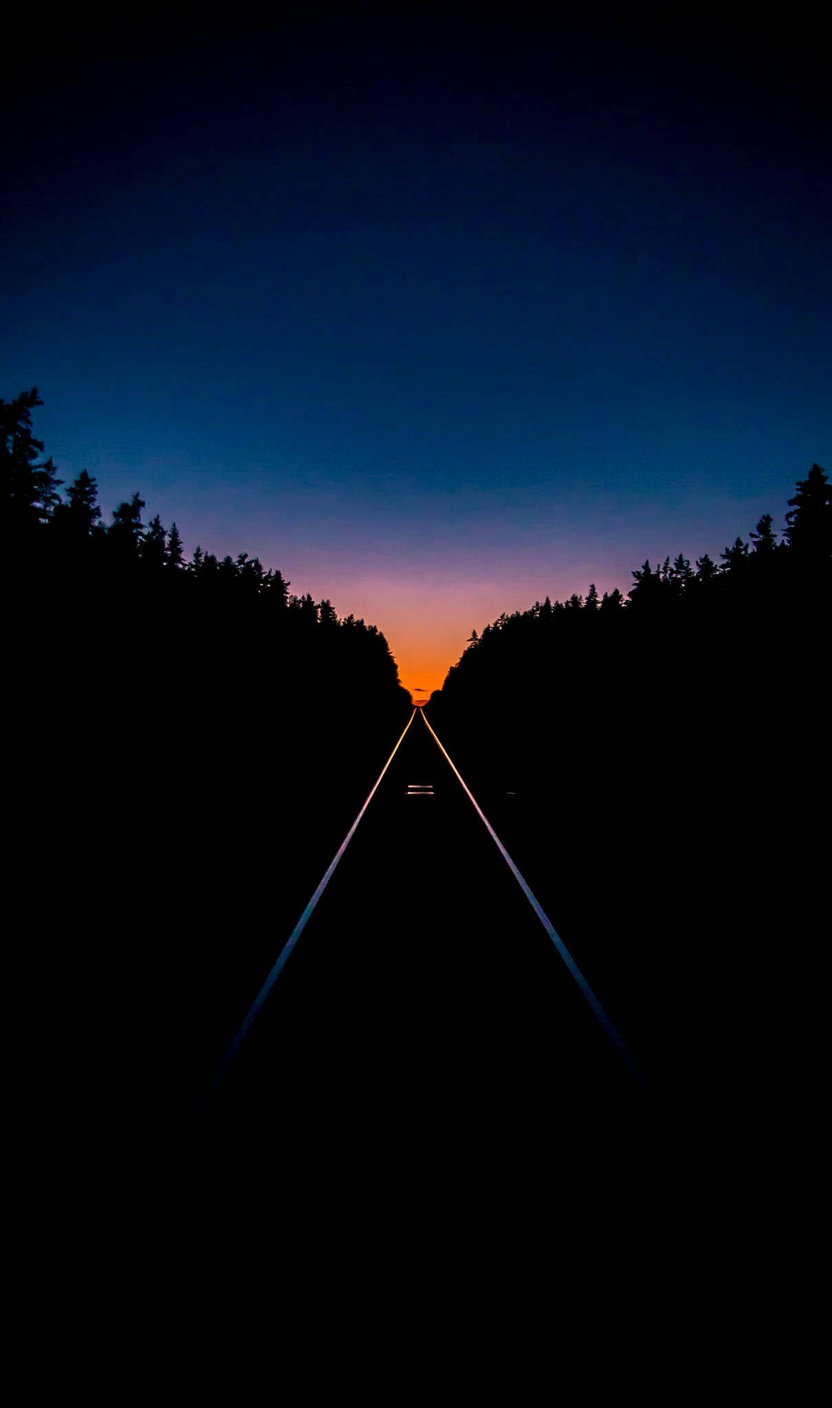 Oled iPhone, dark road, twilight sky, Full HD Phone Wallpaper