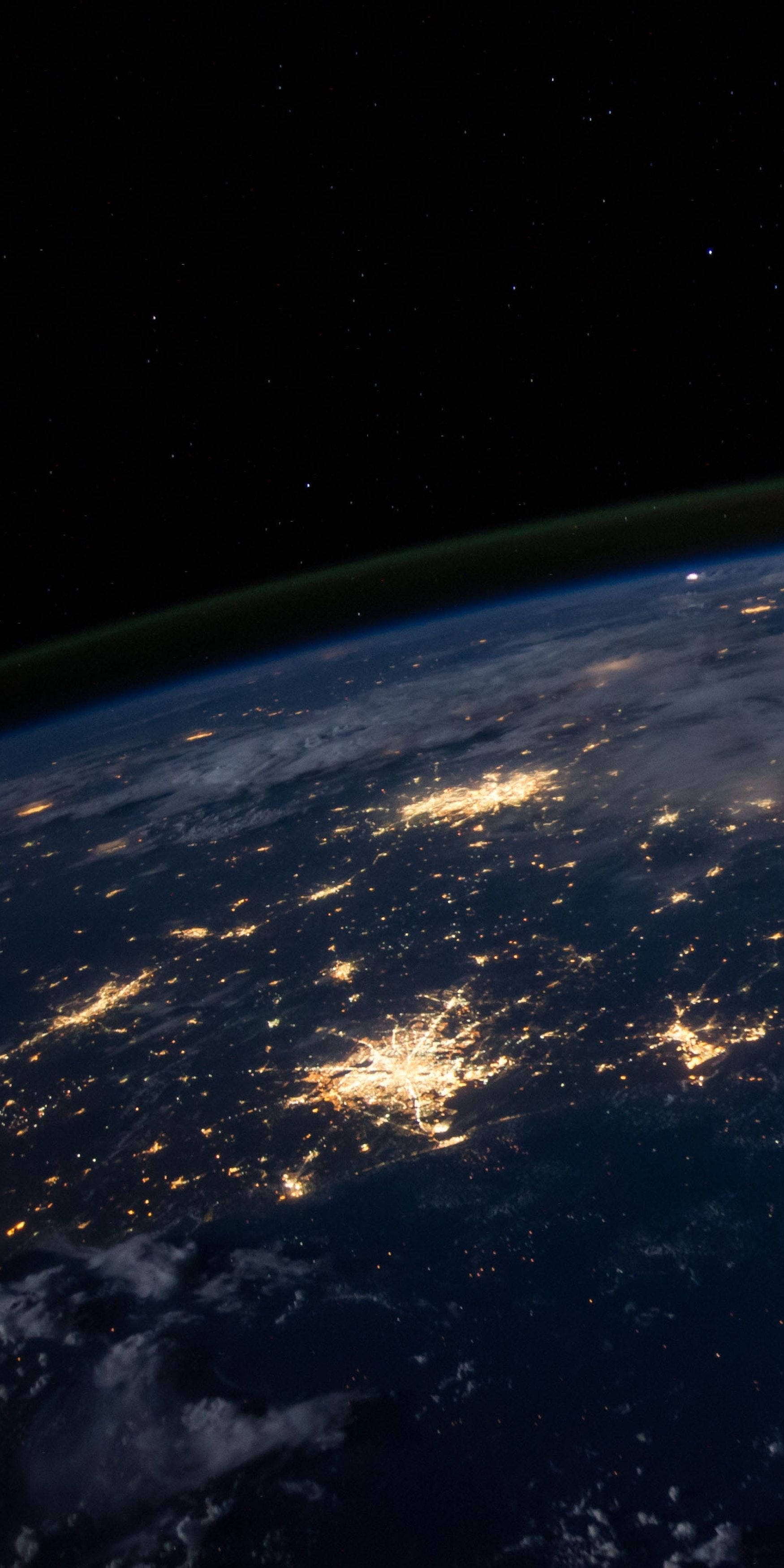 Earth, space, city lights, 2K Phone Wallpaper