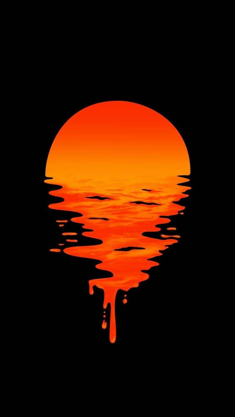 Oled iPhone, melting sunset, orange sun, HD Phone Wallpaper