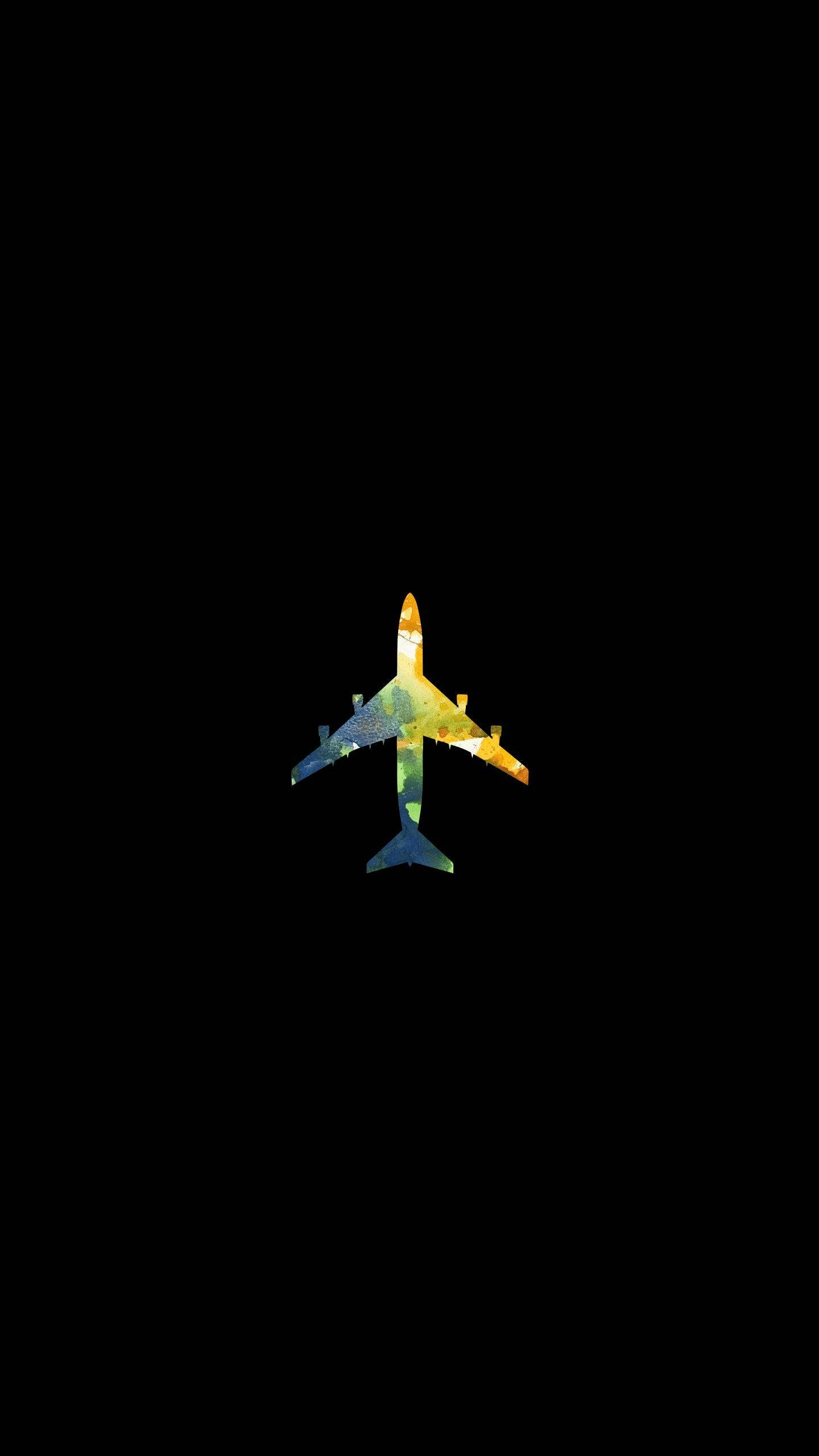Airplanes Outline, Oled iPhone, watercolor airplane silhouette, 2K Phone Wallpaper