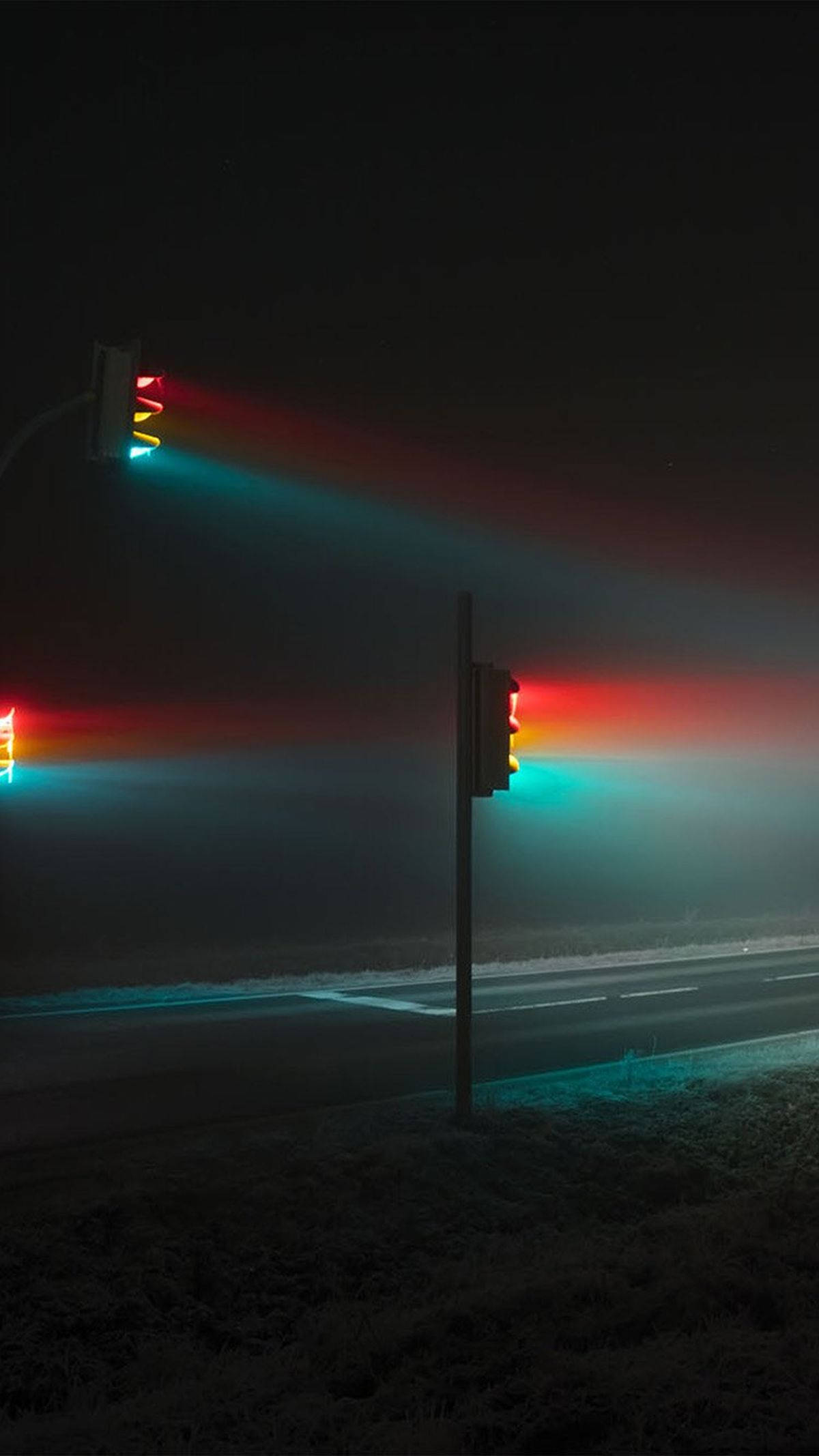 Oled iPhone, street lights, frosty night, Full HD Phone Wallpaper