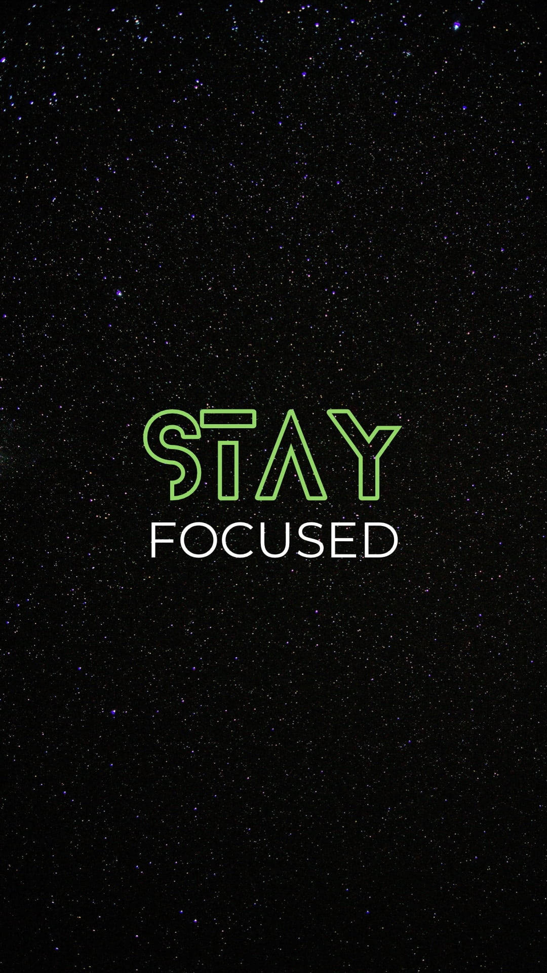 OLED Phone, green neon outlined text, stay focused, Full HD Phone Wallpaper