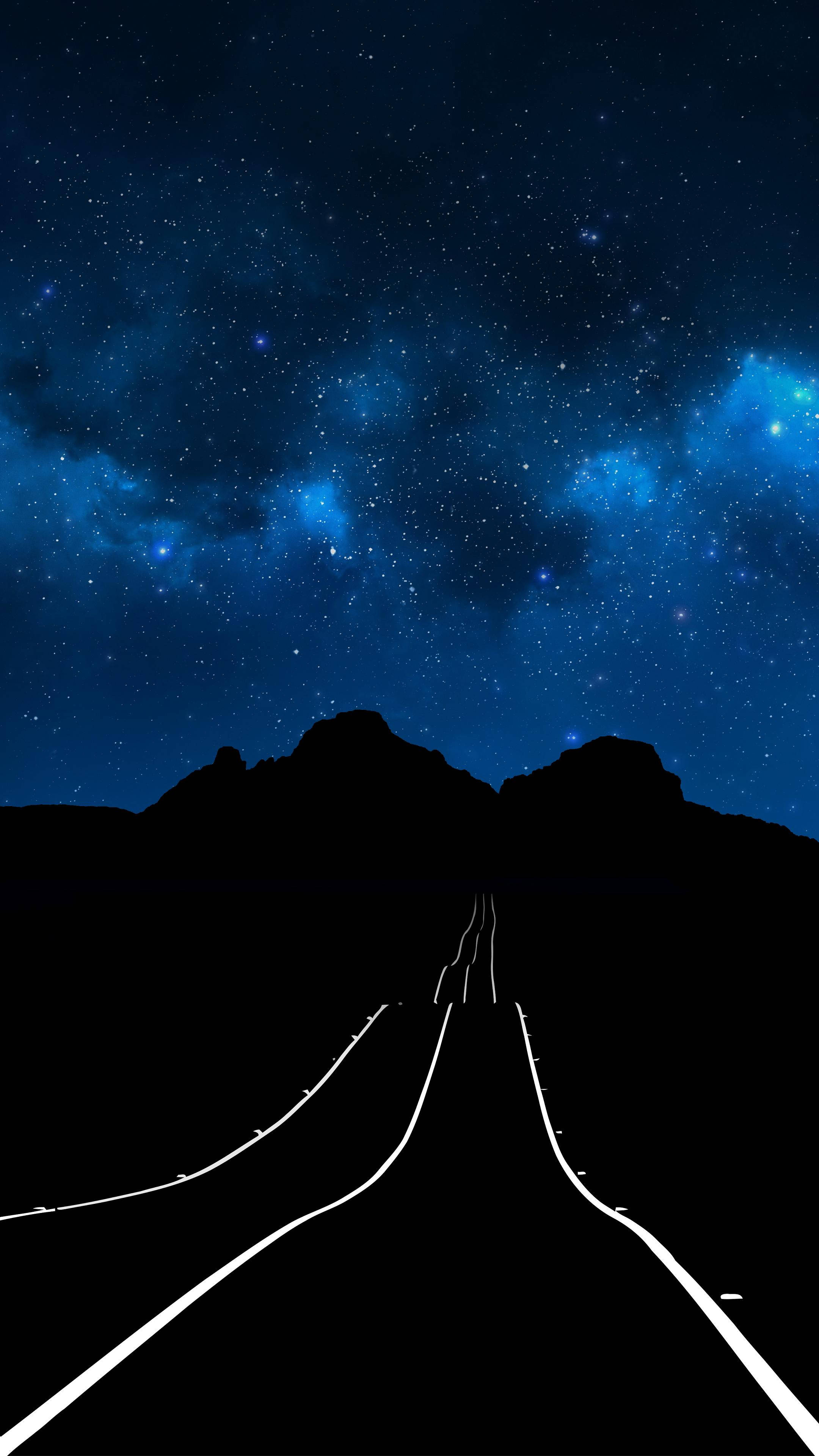 OLED iPhone, luminescent road lines, winding road, 4K Phone Wallpaper