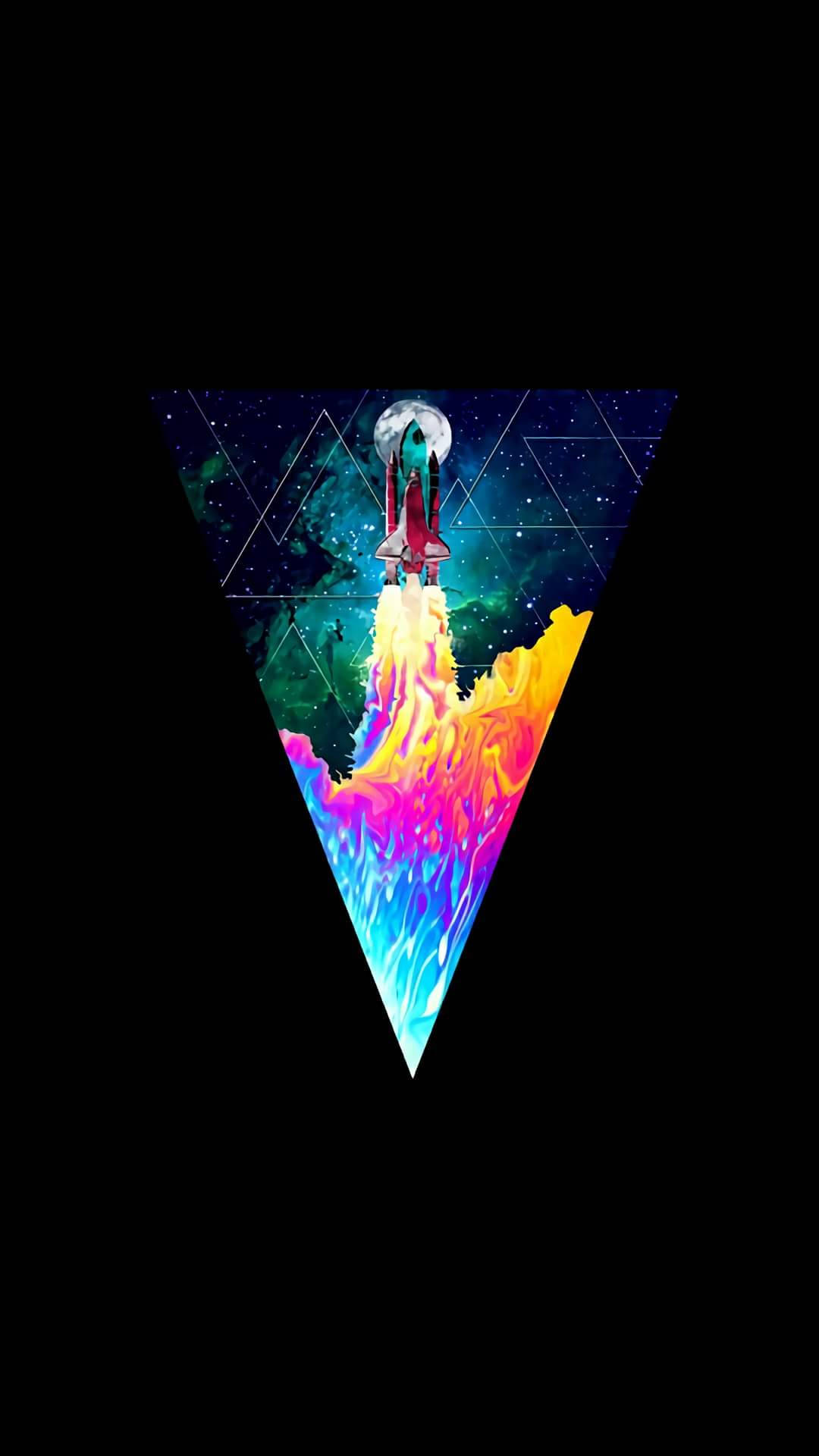 Oled, space rocket, rainbow mountain, Full HD Phone Wallpaper
