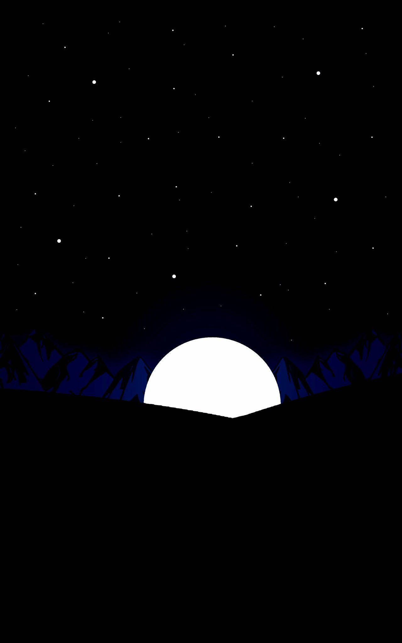 Oled, waning moon, dark blue mountain silhouettes, Full HD Phone Wallpaper