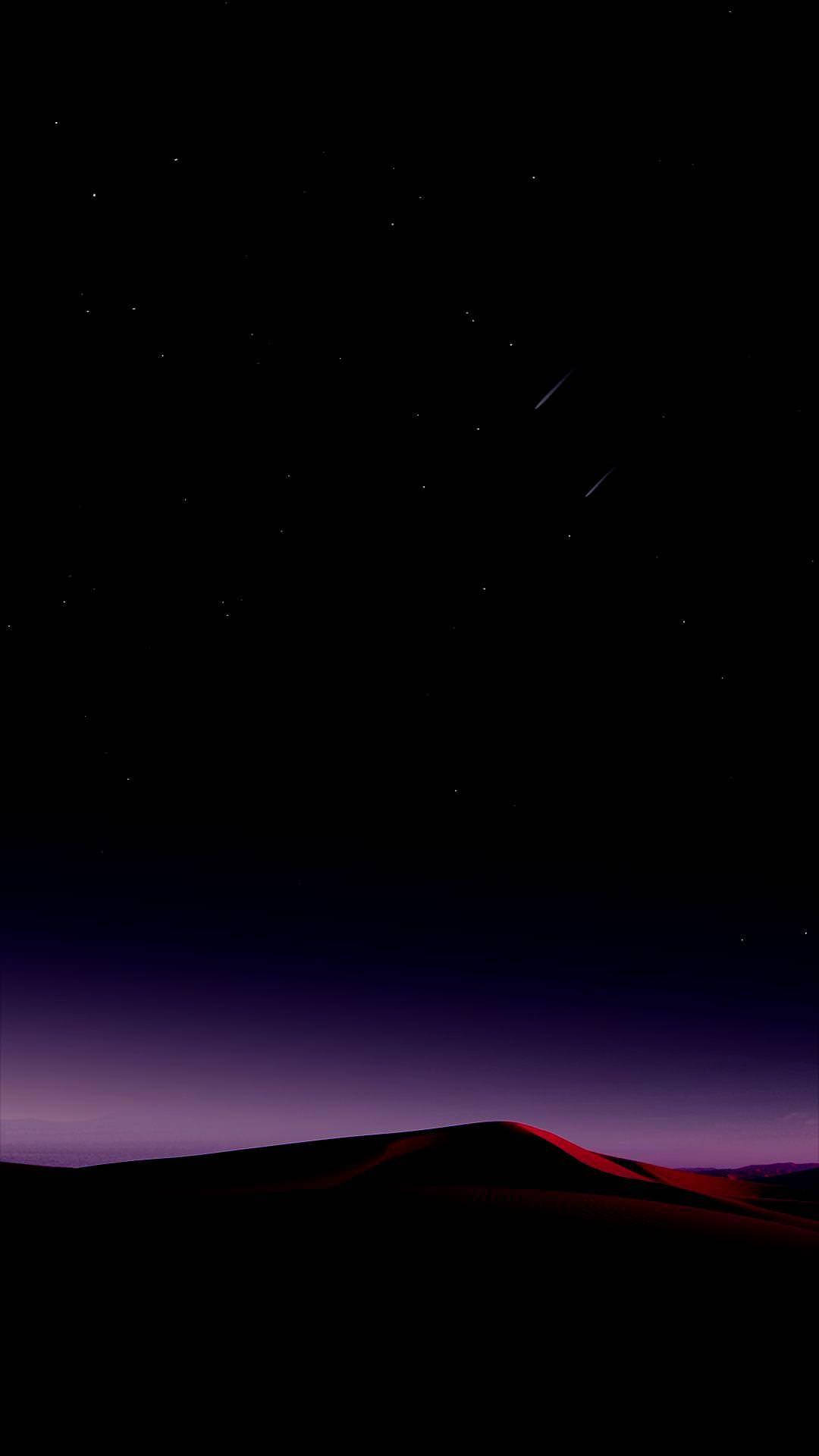 Midnight Landscape, OLED Phone, starry night sky, Full HD Phone Wallpaper