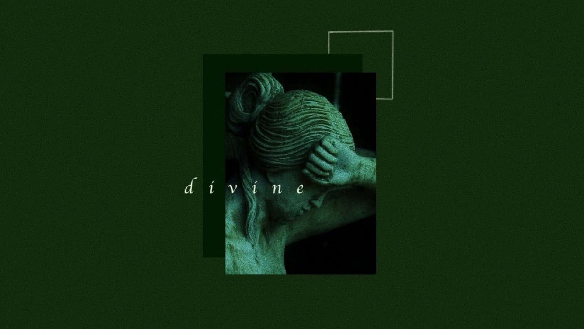 Olive Greenaesthetic Desktop, teal-toned statue, figure with hands clasped over head, Full HD Desktop Wallpaper