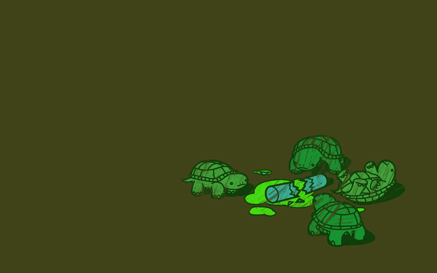 Olive Greenaesthetic Desktop, turtles, green tones, HD Desktop Wallpaper