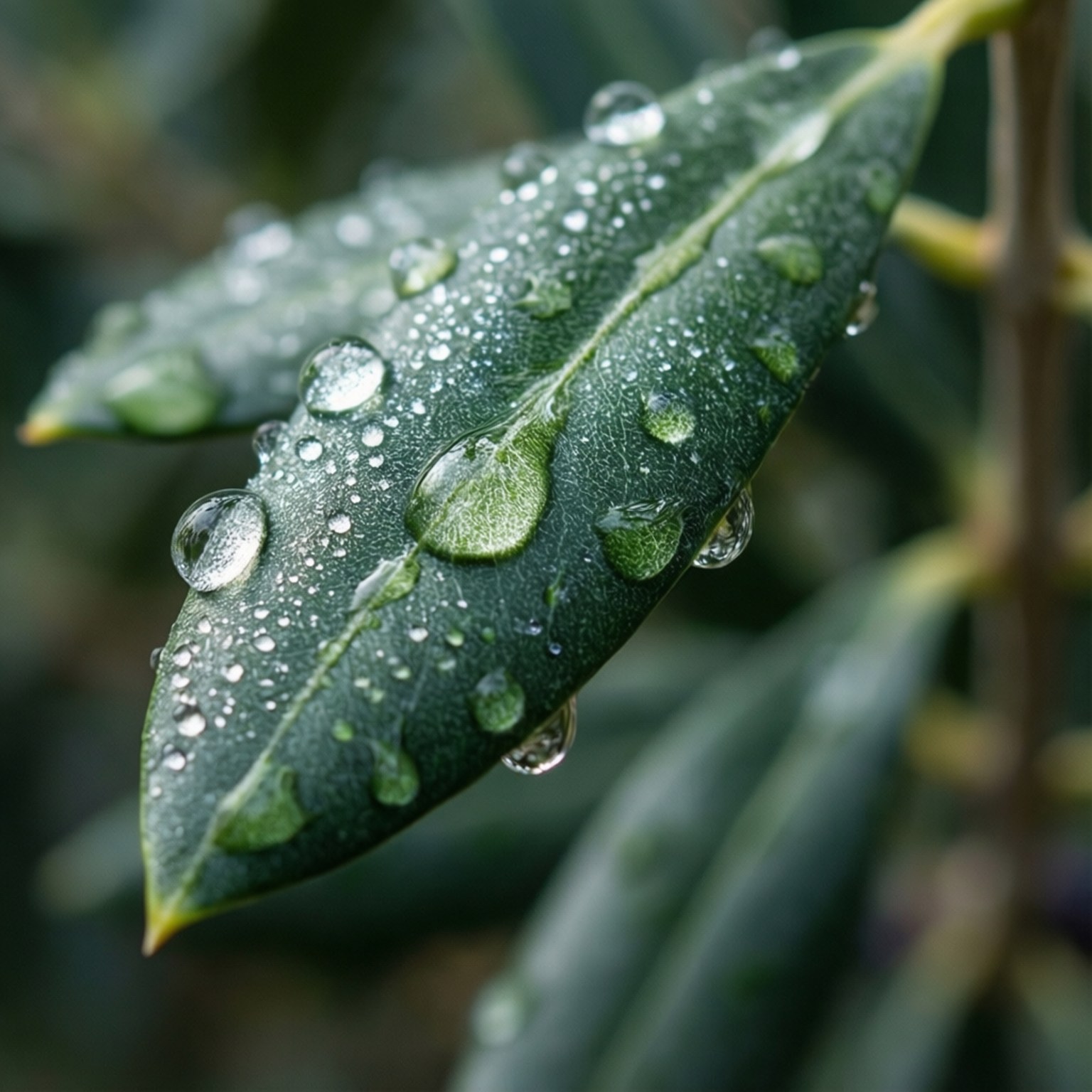 dew, olive leaf, vibrant green leaf, HD Desktop Wallpaper