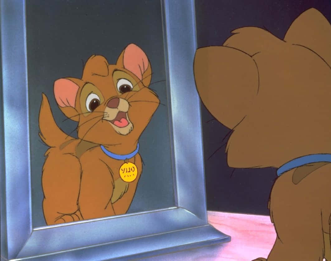 Oliver and company, blue collar, silver-framed mirror, SD Desktop Wallpaper