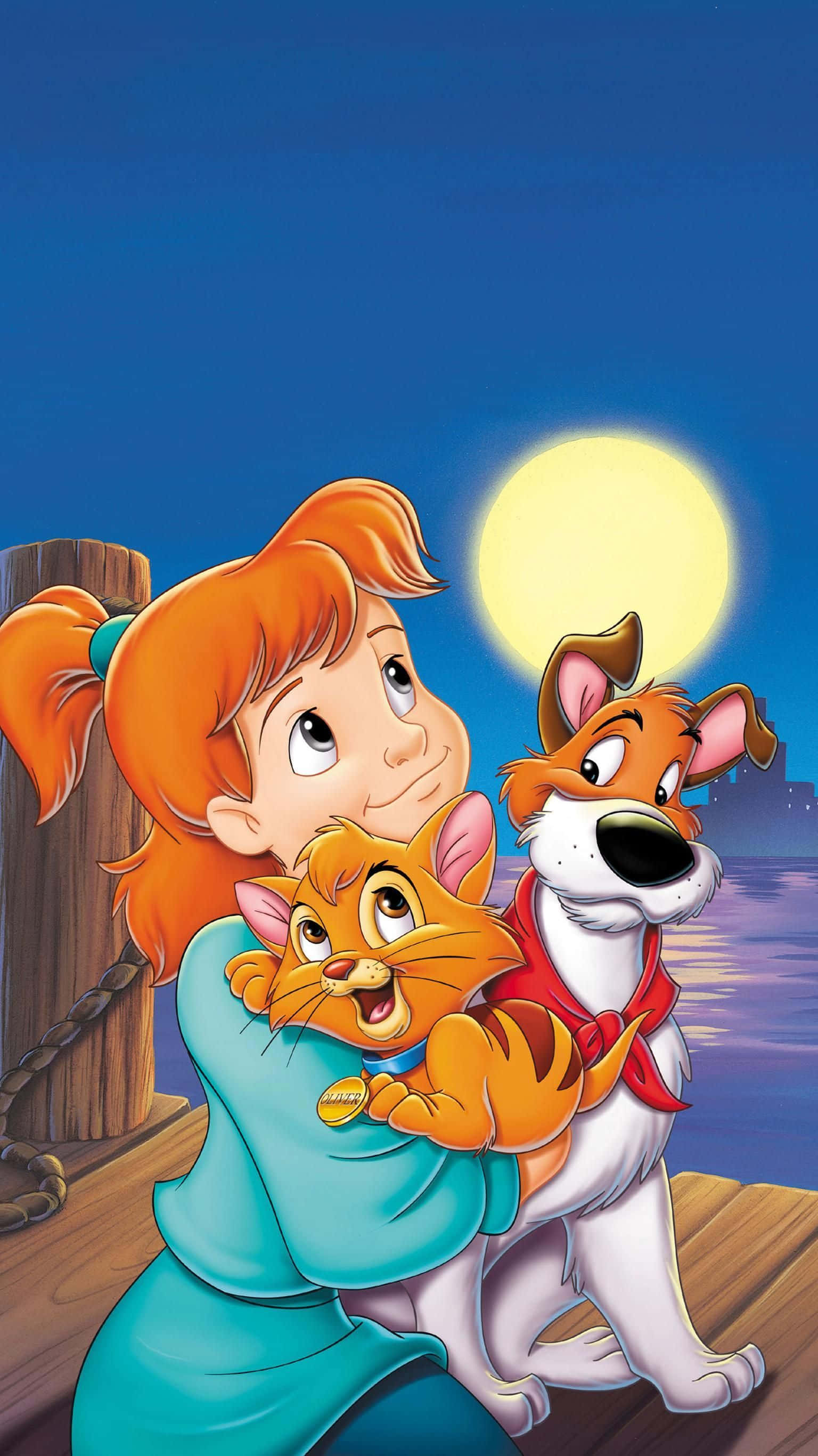 Oliver and company, orange hair, cat, 2K Phone Wallpaper