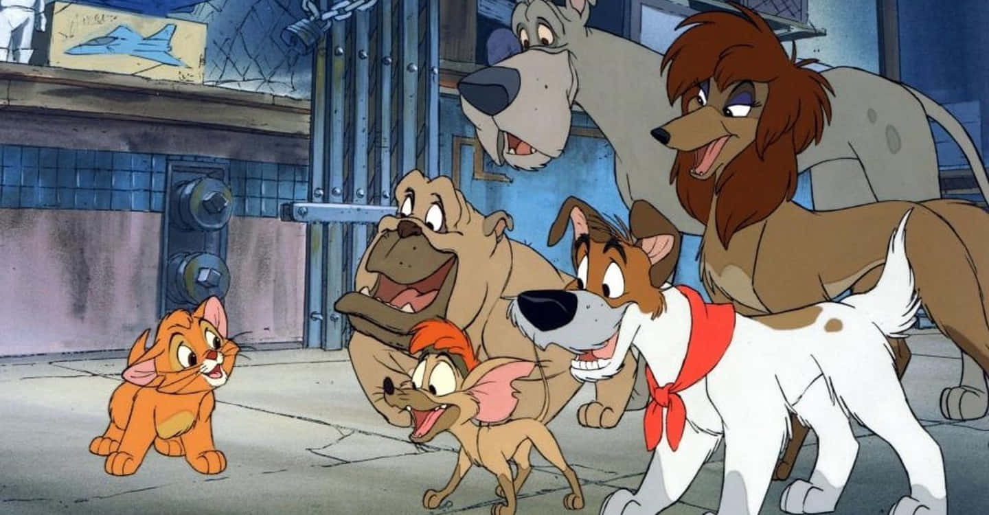 Oliver and company, animated dogs, kitten, HD Desktop Wallpaper