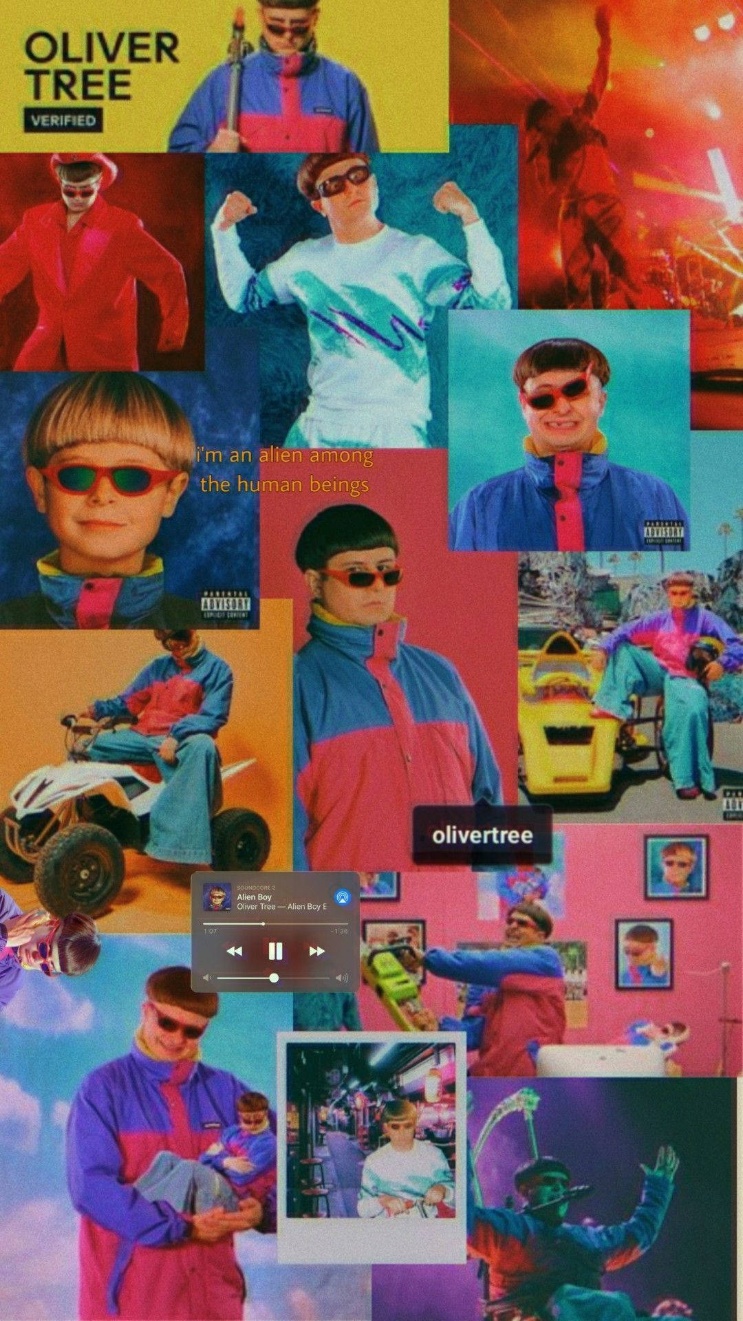 Oliver Tree, 90s neon tracksuits, colorful scenes, Full HD Phone Wallpaper