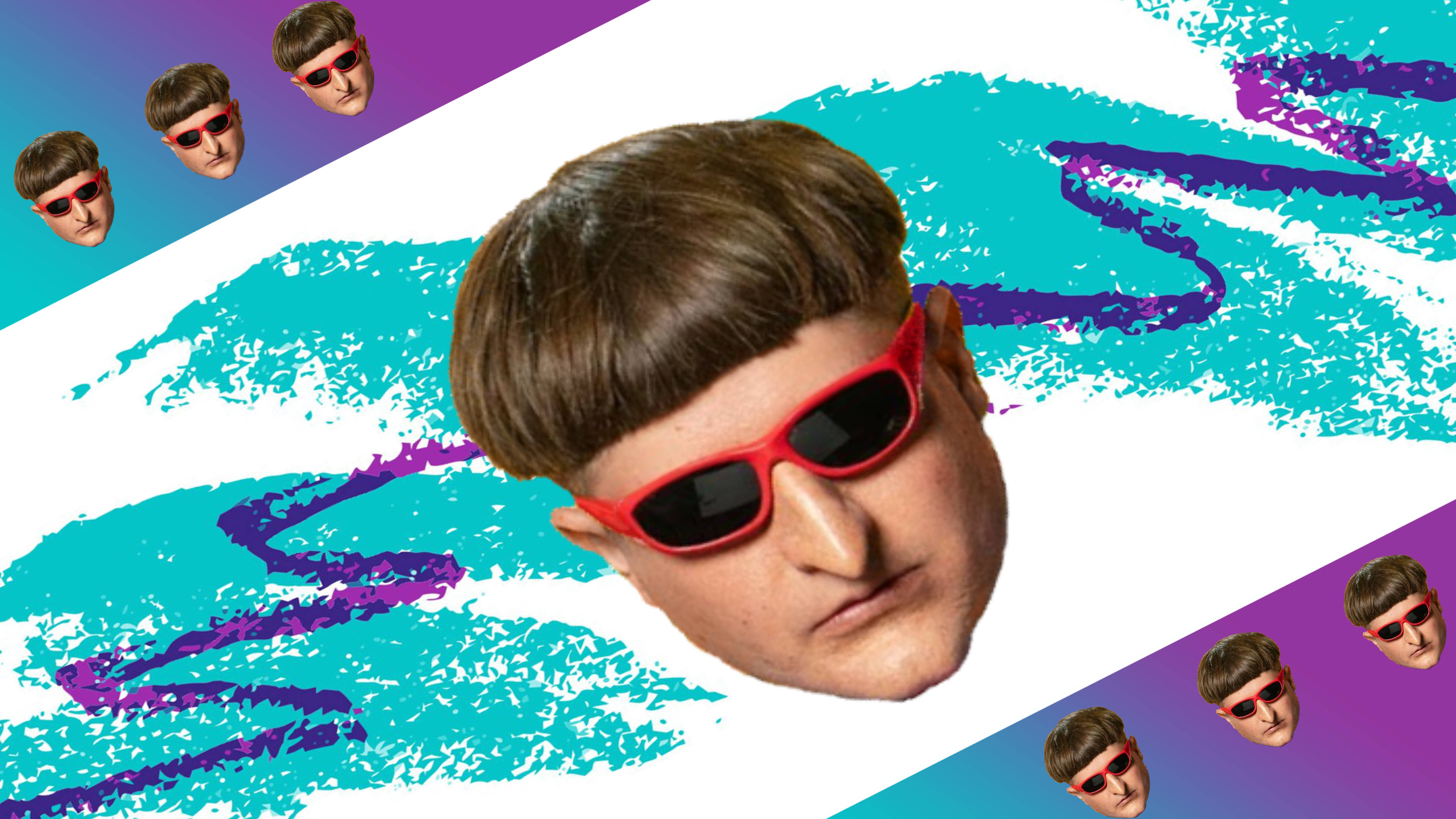 Oliver Tree, blue purple crayon pattern, bowl cut, 4K Desktop Wallpaper