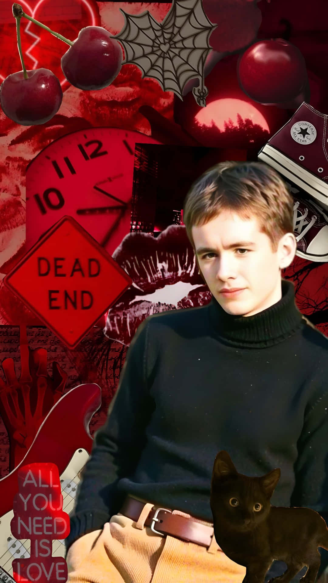 Oliver Wood, black turtleneck, black cat, Full HD Phone Wallpaper