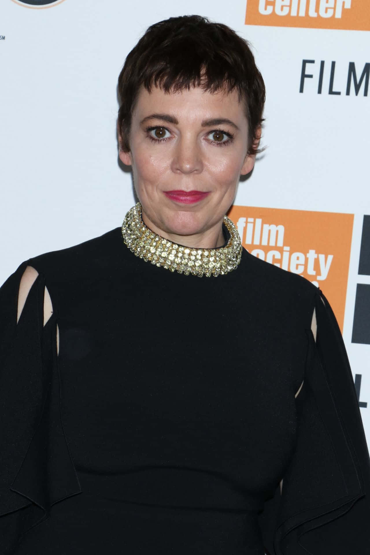 Olivia Colman, black dress, cutouts, Full HD Phone Wallpaper