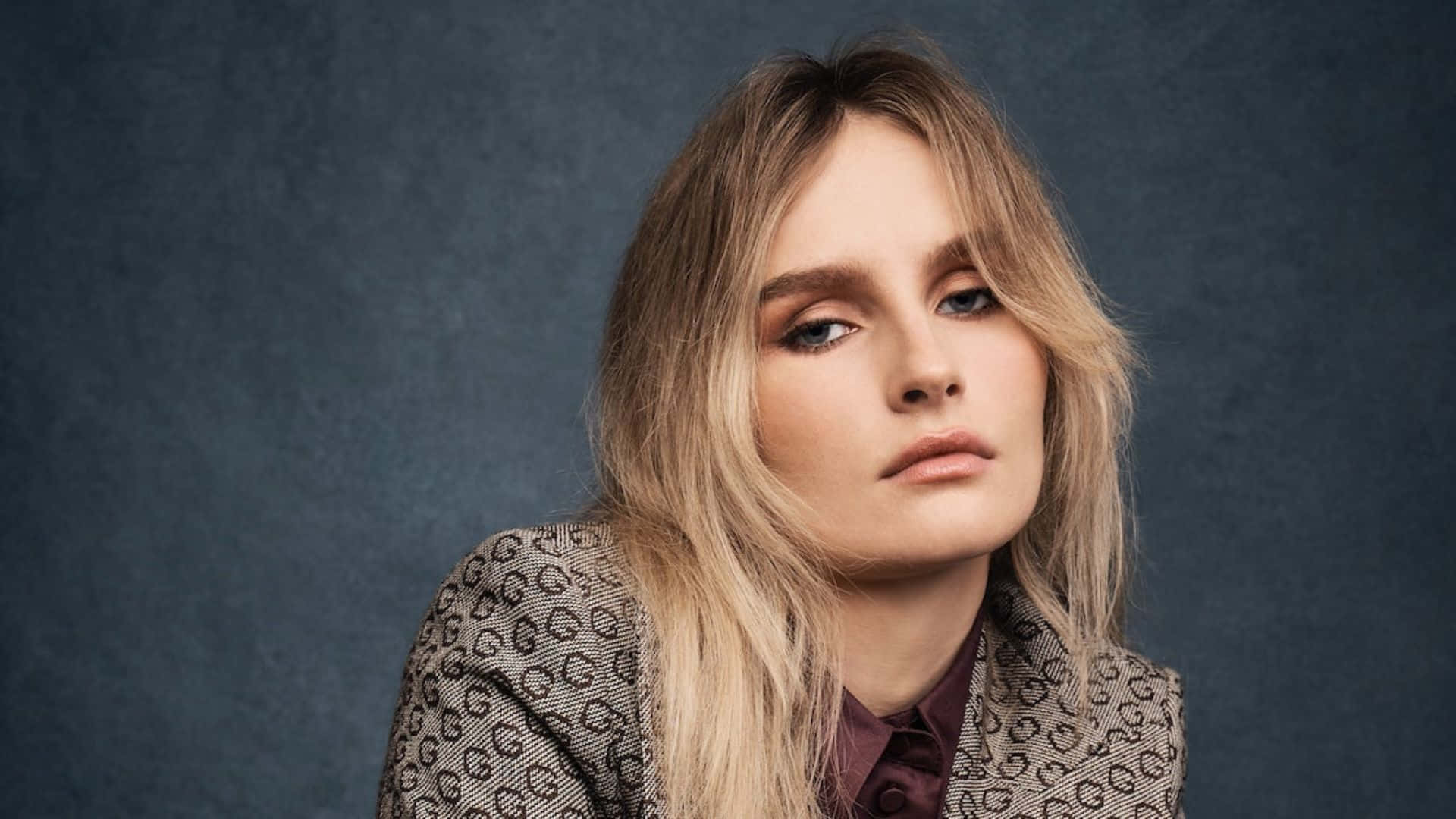 Olivia Dejonge, blonde hair, blue eyes, Full HD Desktop Wallpaper