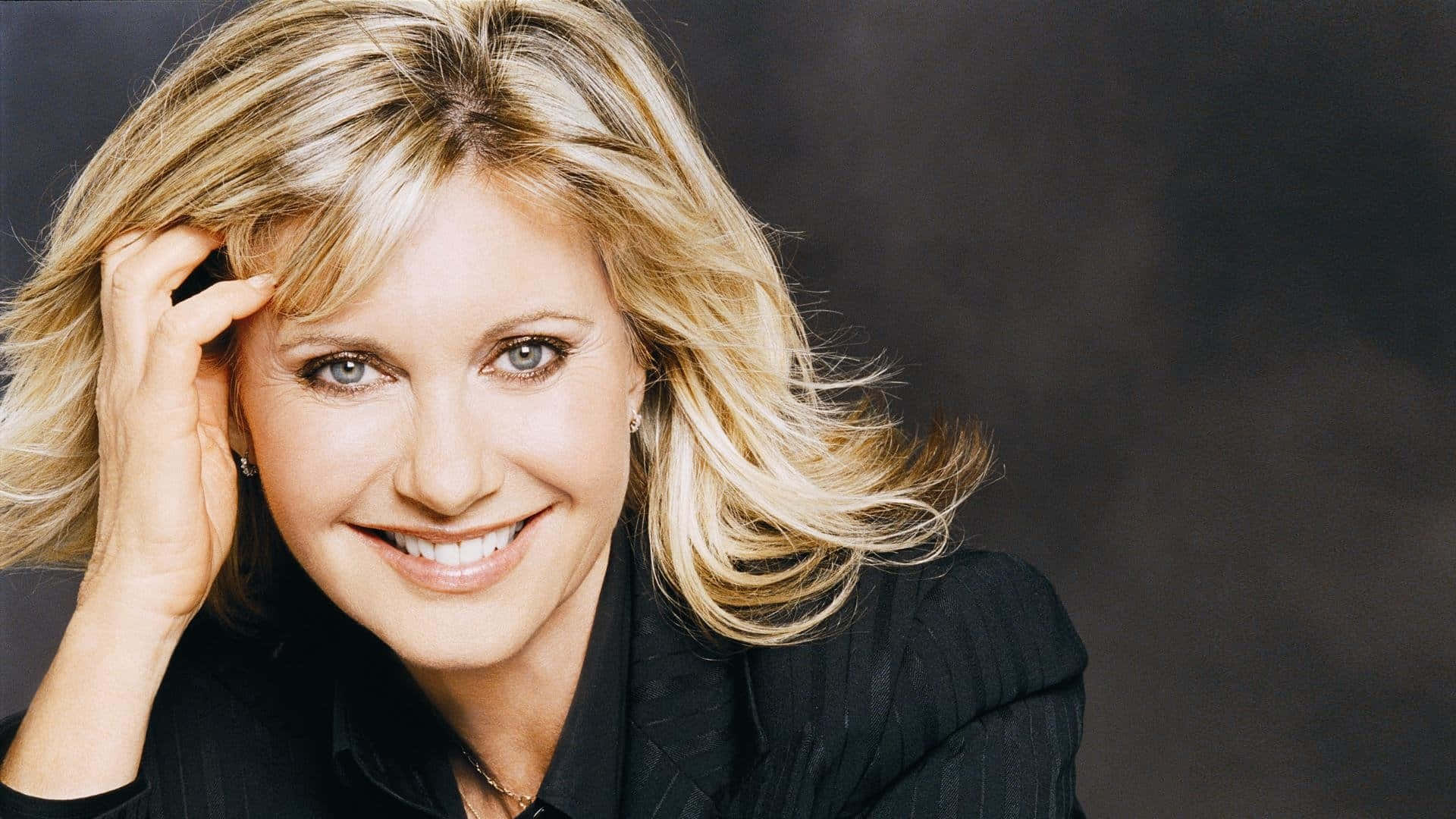 Olivia Newton John, hand in hair pose, blonde woman, Full HD Desktop Wallpaper