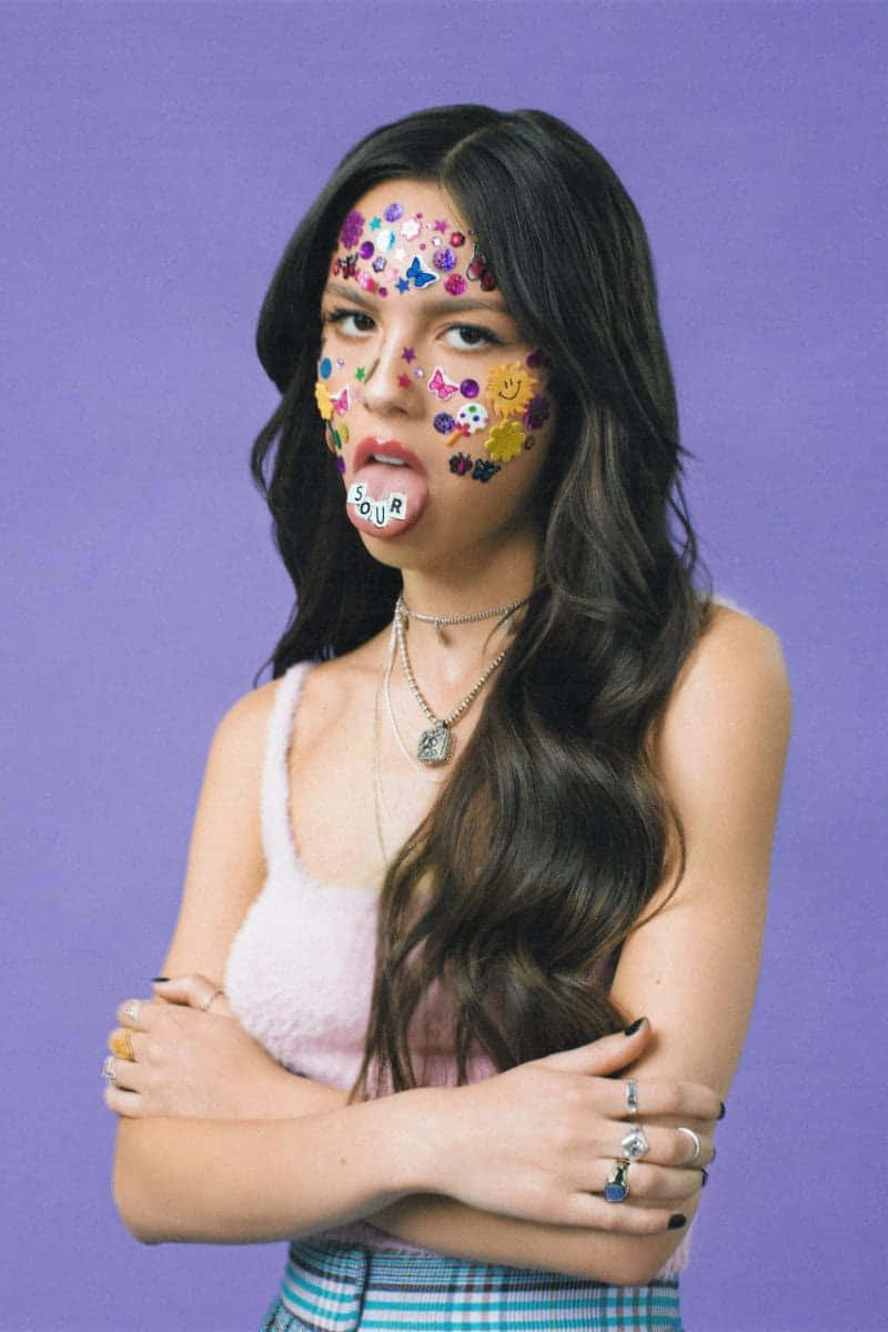 Olivia Rodrigo, sour, purple background, SD Phone Wallpaper