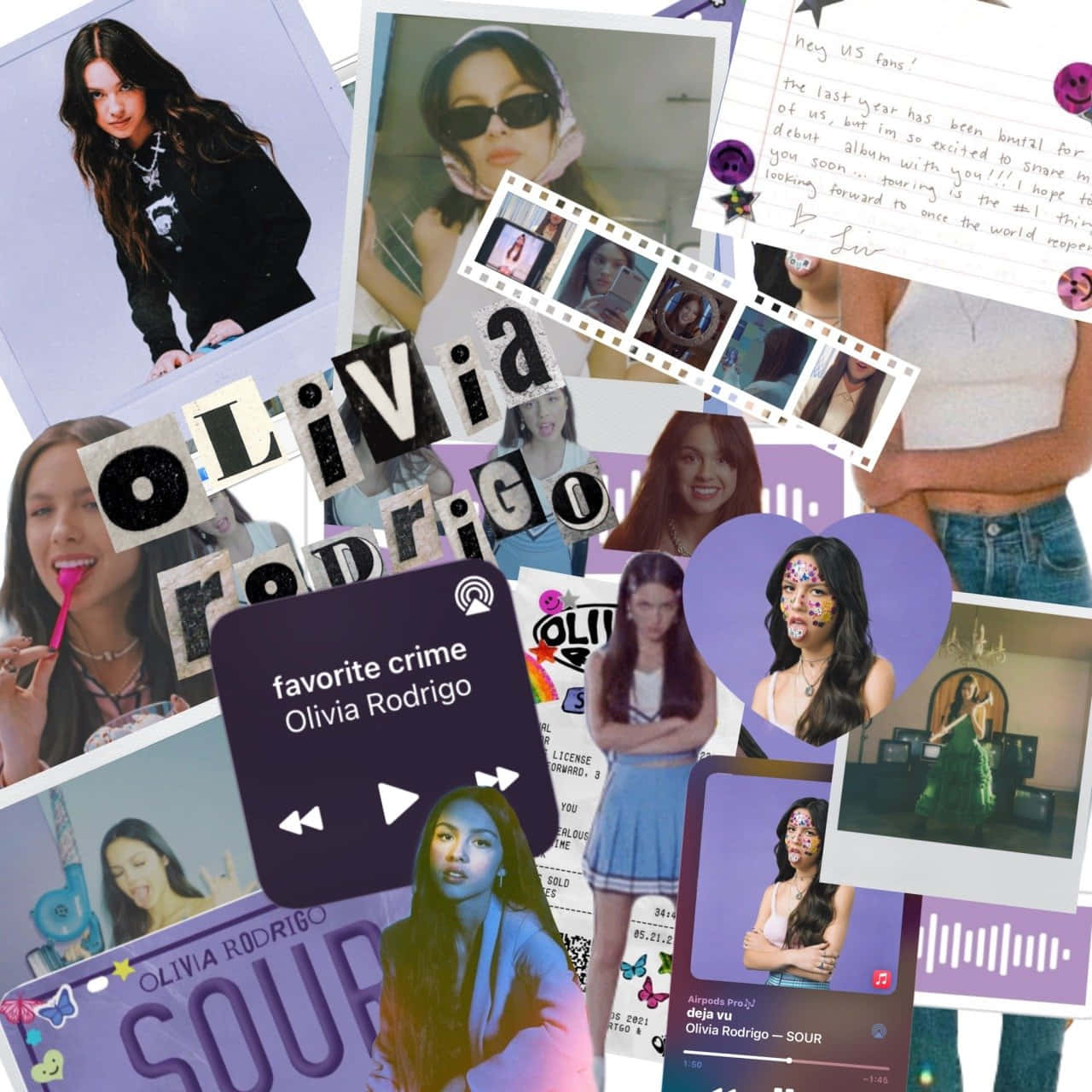 Olivia Rodrigo, Spotify album art, handwritten notes, HD Desktop Wallpaper