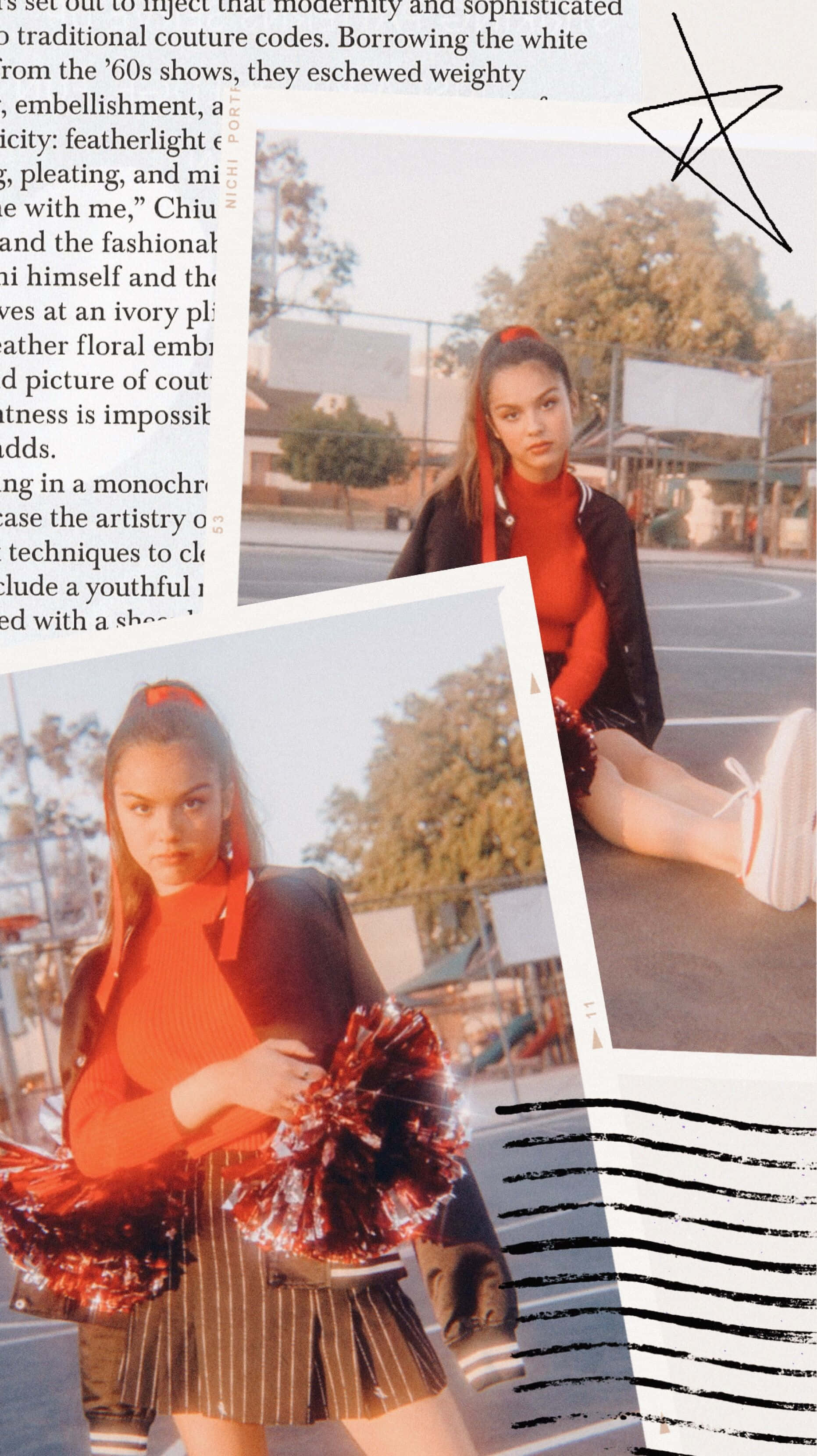 Olivia Rodrigo, red top, black jacket, 2K Phone Wallpaper