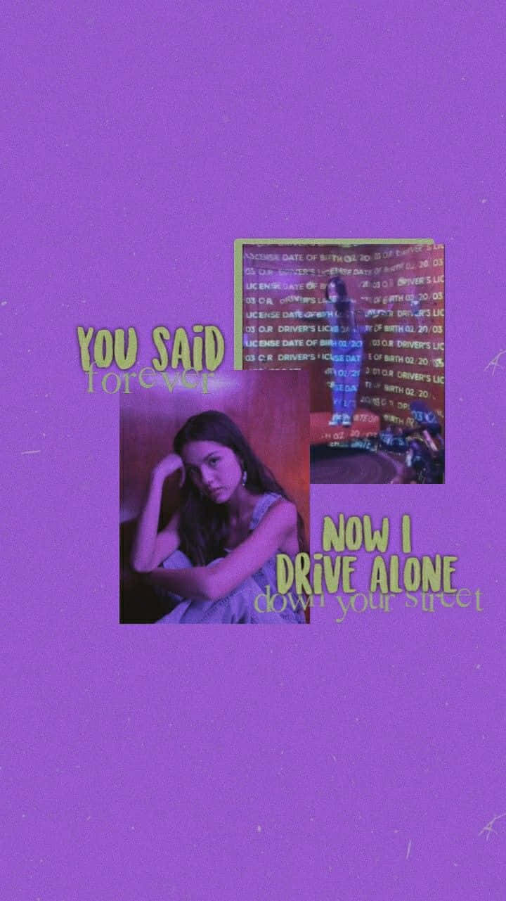 Olivia Rodrigo, purple background, fragmented text, HD Phone Wallpaper