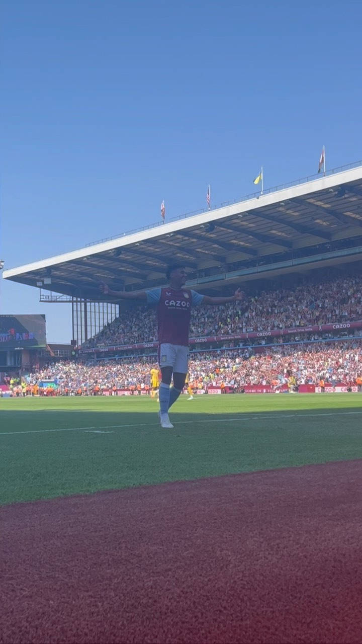 Ollie Watkins, claret jersey, sunlit pitch, HD Phone Wallpaper