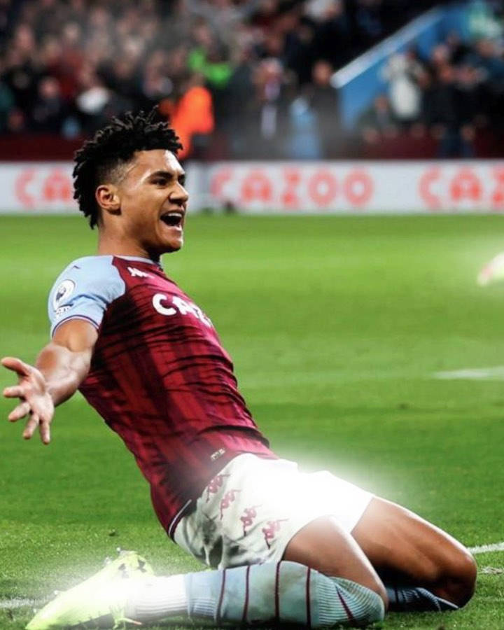 Ollie Watkins, maroon and light blue jersey, grass, SD Phone Wallpaper