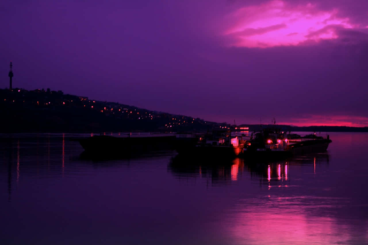 Olten, purple sunset, river reflections, HD Desktop Wallpaper