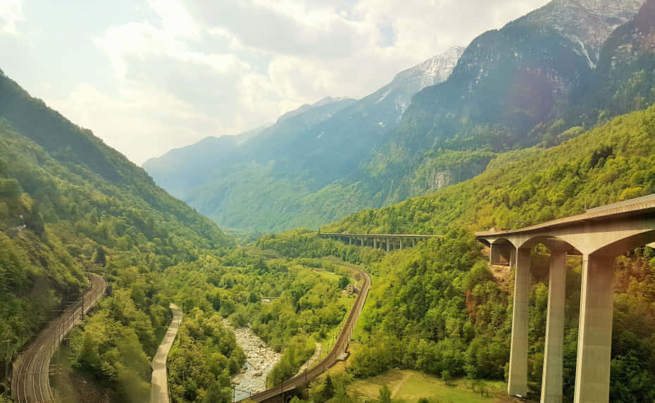 Olten, railway bridge, highway bridge, SD Desktop Wallpaper