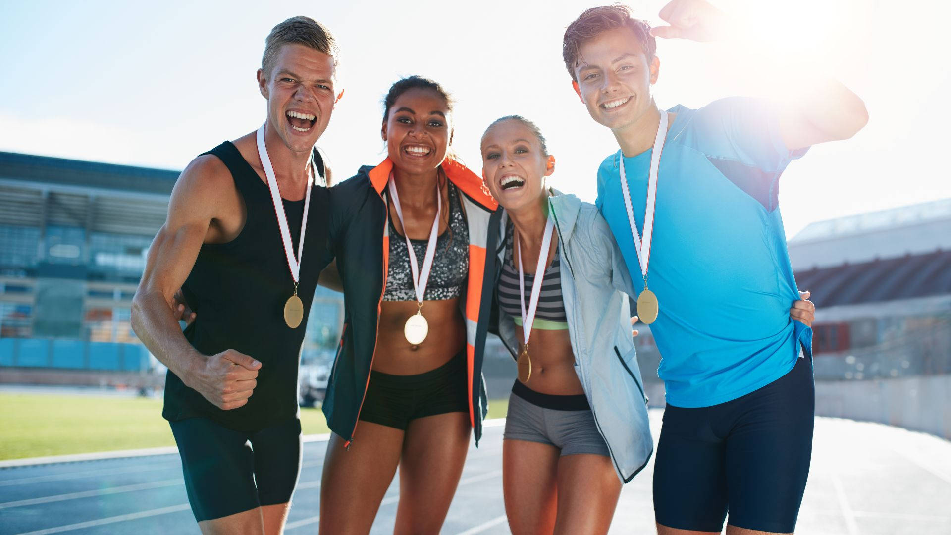 Olympic Sport Athletes, gold medals, track, Full HD Desktop Wallpaper