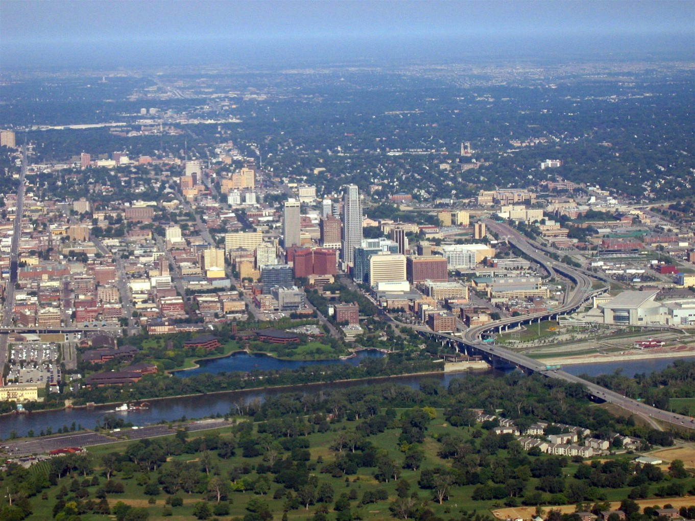 Omaha, winding river, green parks, HD Desktop Wallpaper