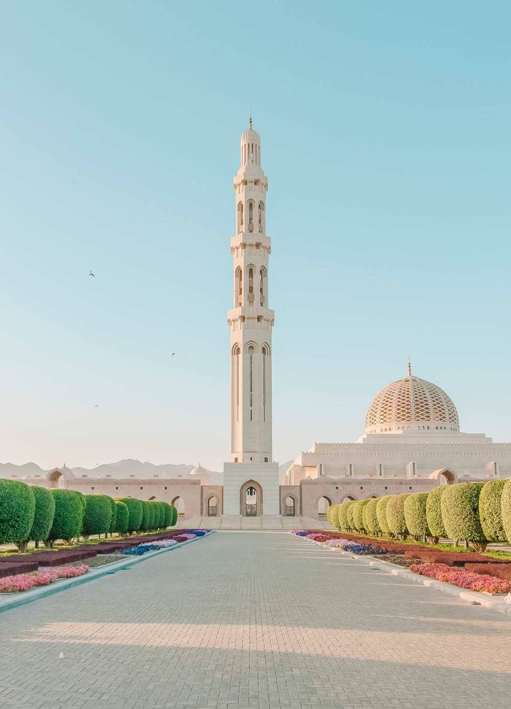 Oman, white mosque, towering minaret, HD Phone Wallpaper
