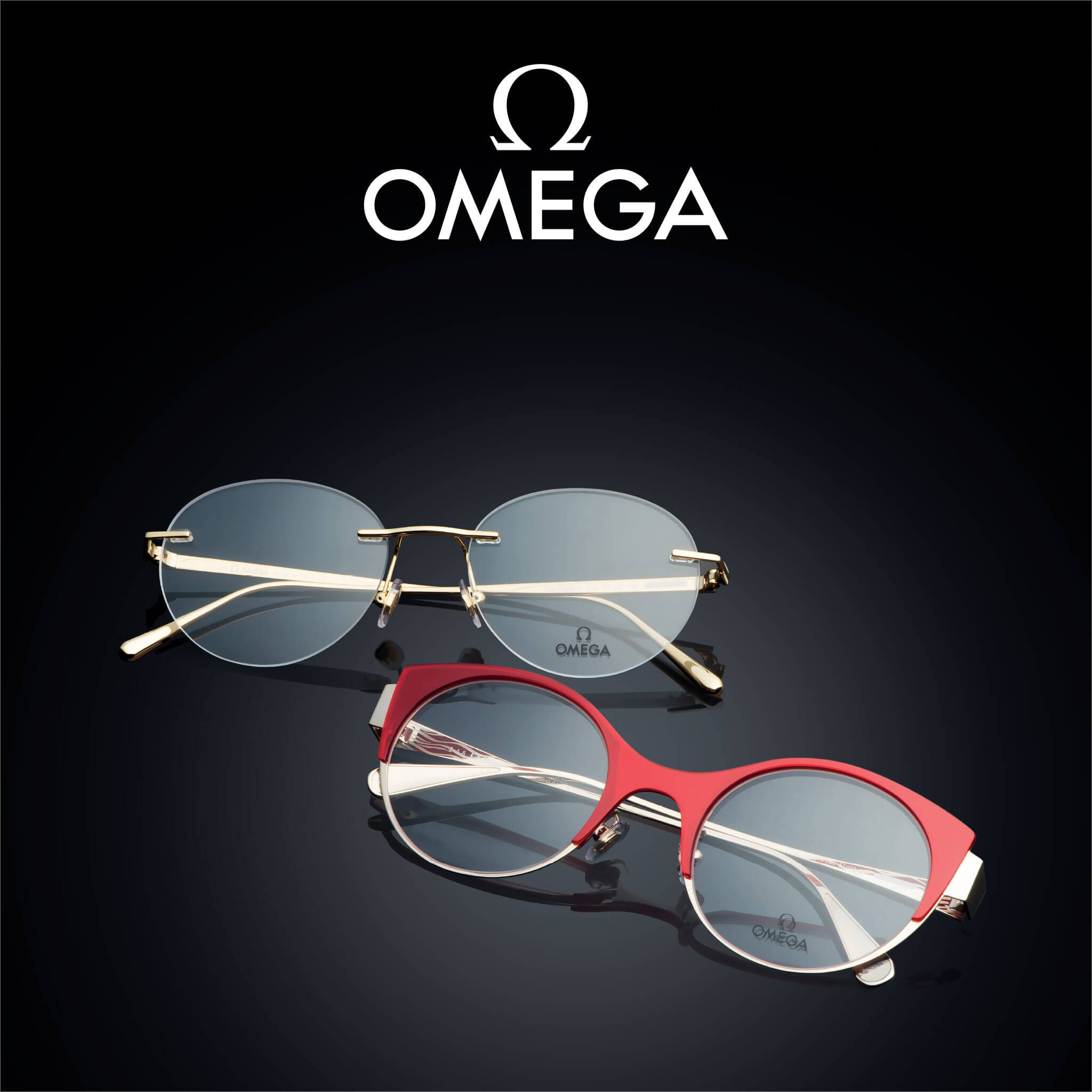 Omega, rimless, red frames, Full HD Desktop Wallpaper