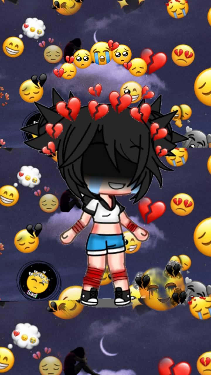 chibi anime character, black hair, tears, HD Phone Wallpaper