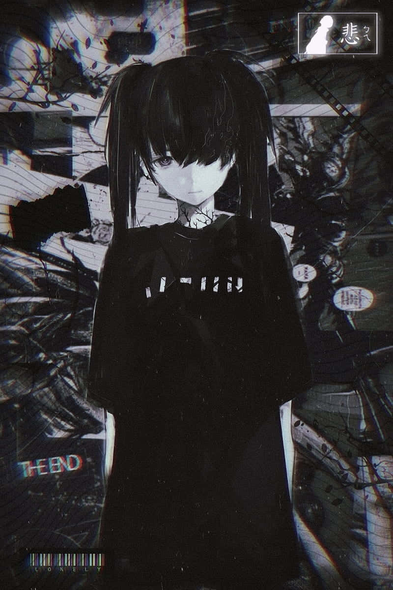 emo anime, melancholic anime girl, pigtails, SD Phone Wallpaper