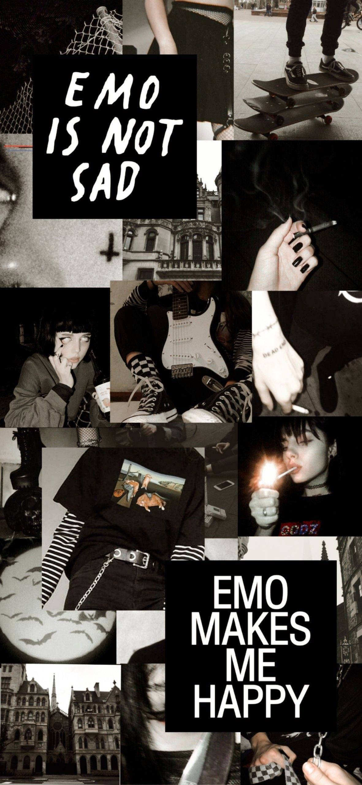 emo culture, skateboards, guitars, Full HD Phone Wallpaper