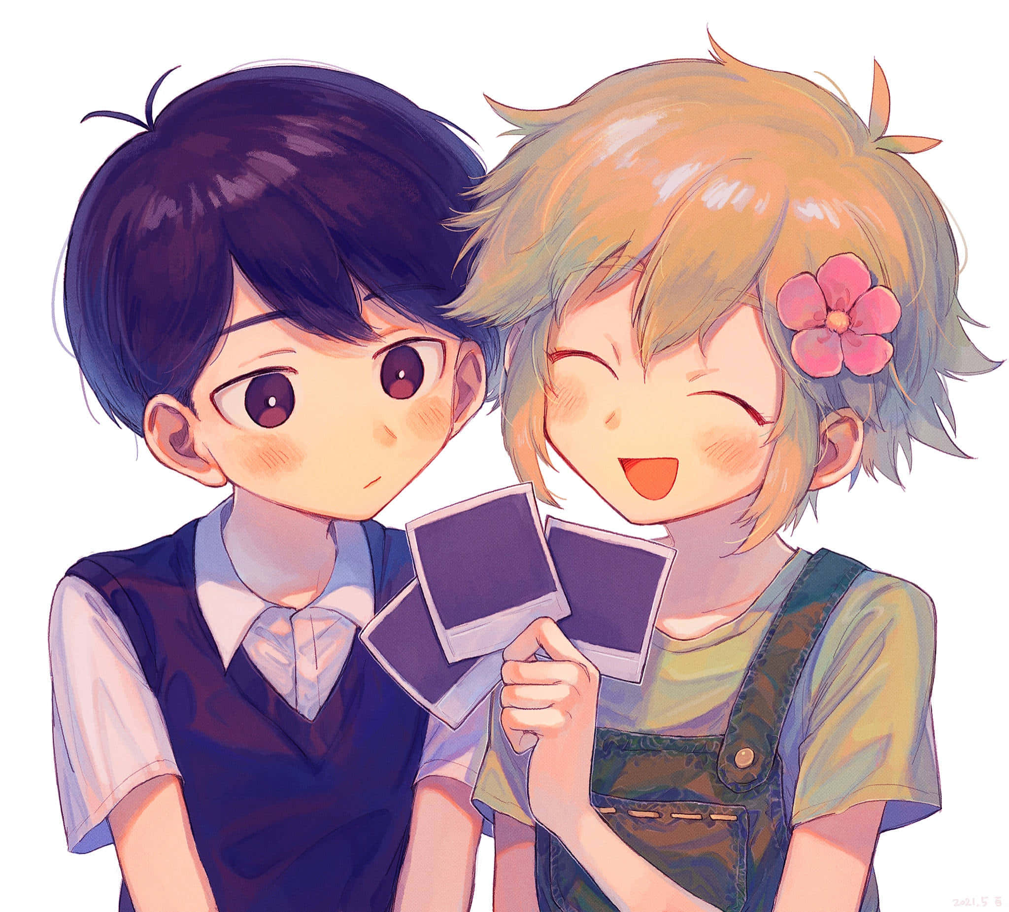 Omori Pfp, Polaroid shots, anime teens, Full HD Desktop Wallpaper