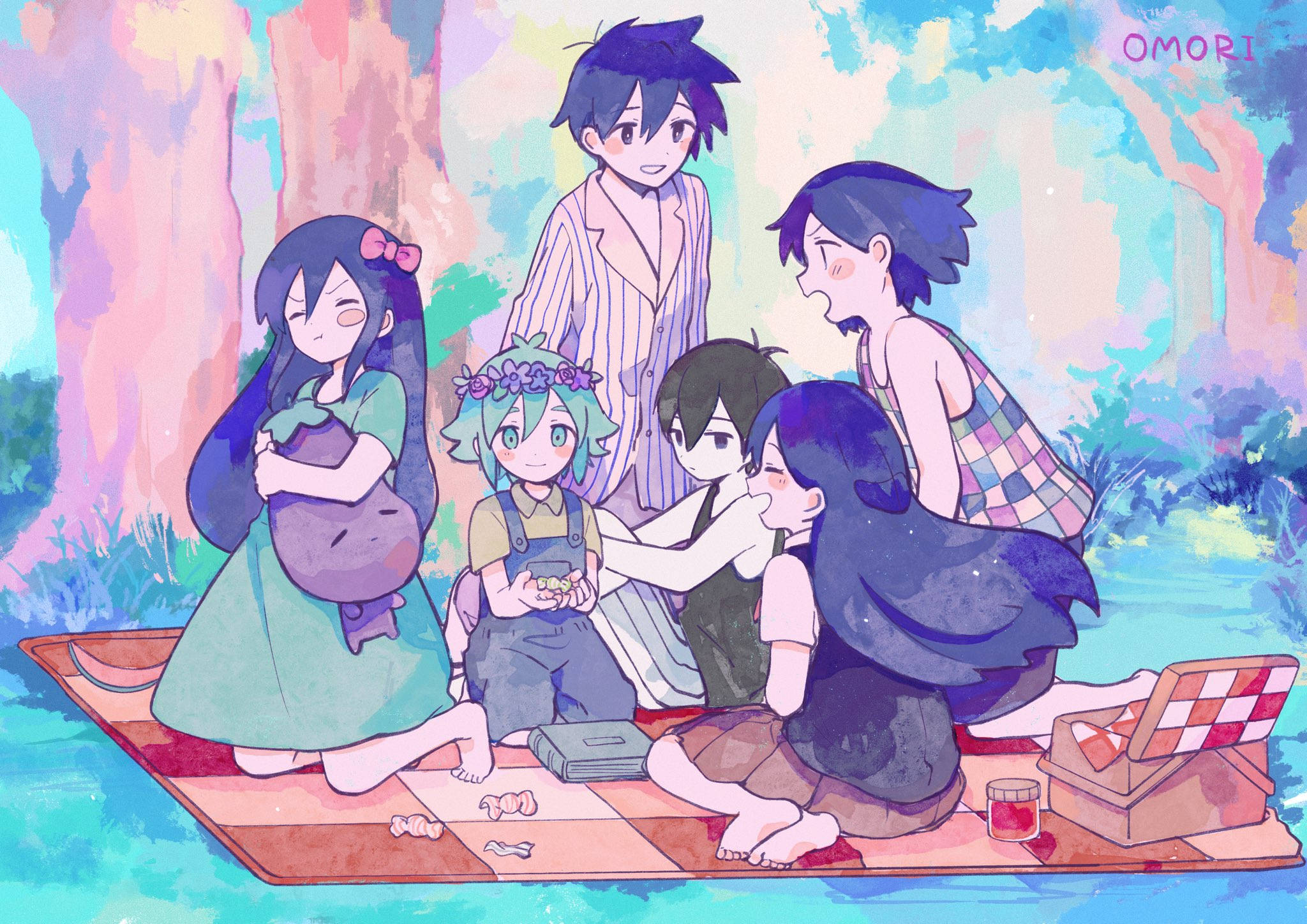 Omori, characters, picnic, Full HD Desktop Wallpaper