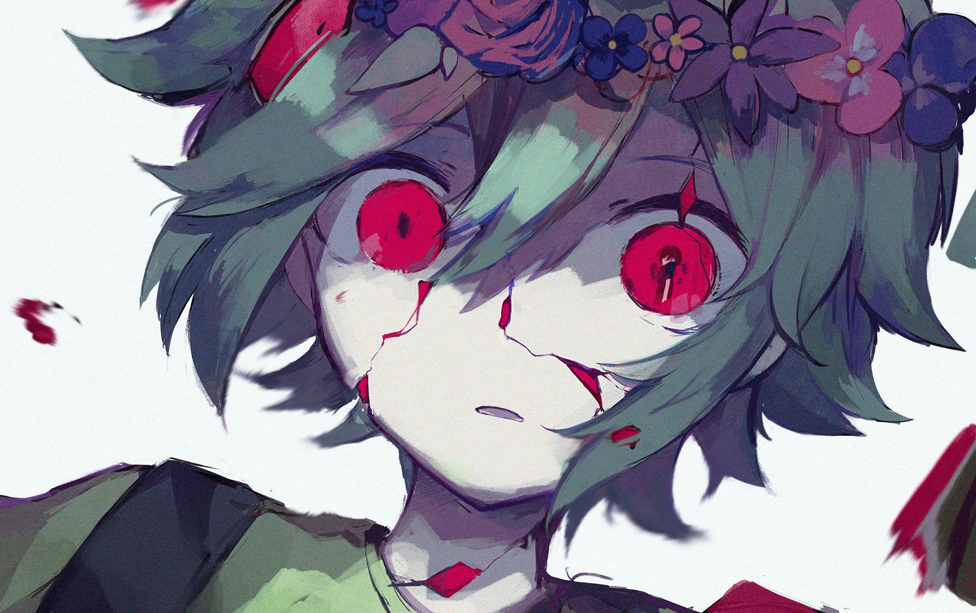 Omori, cracking basil, teal hair, Full HD Desktop Wallpaper