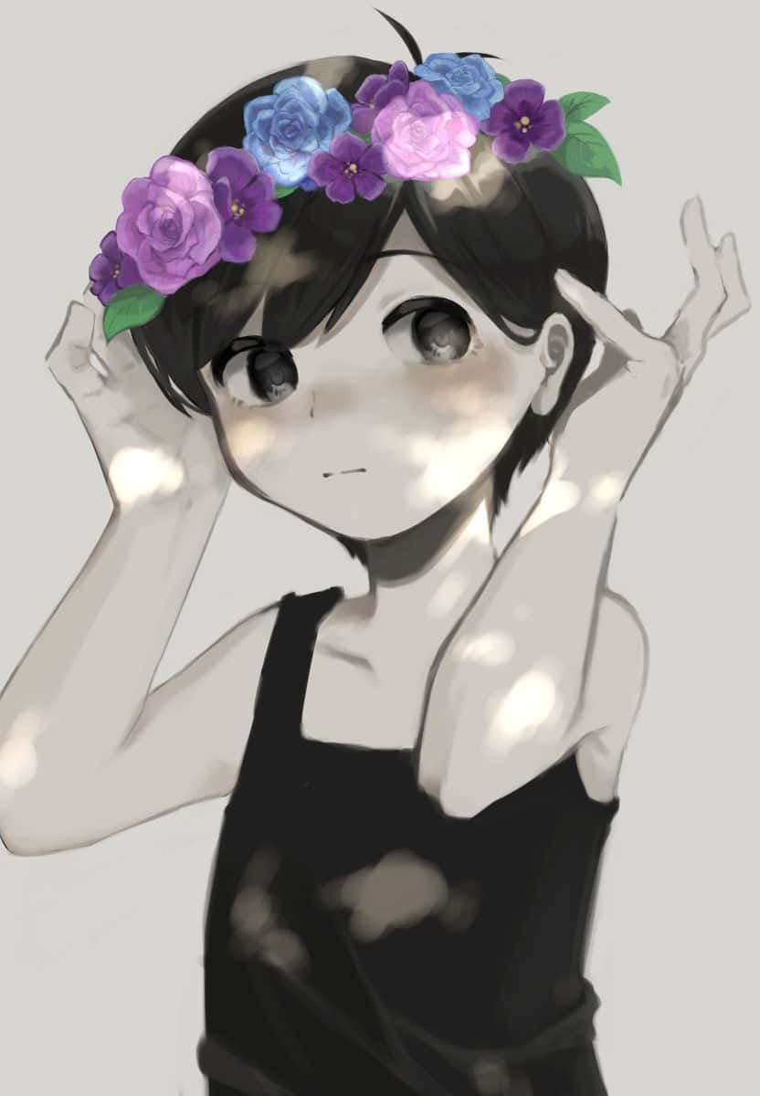 Omori, flower crown, anime girl, SD Phone Wallpaper